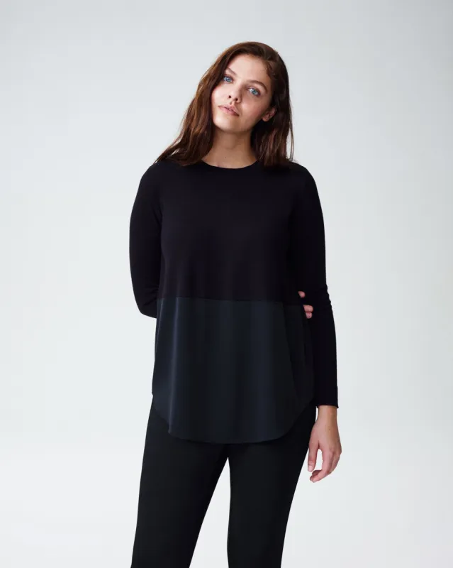Dalia Mixed Media Sweater - Black sold by Universal Standard