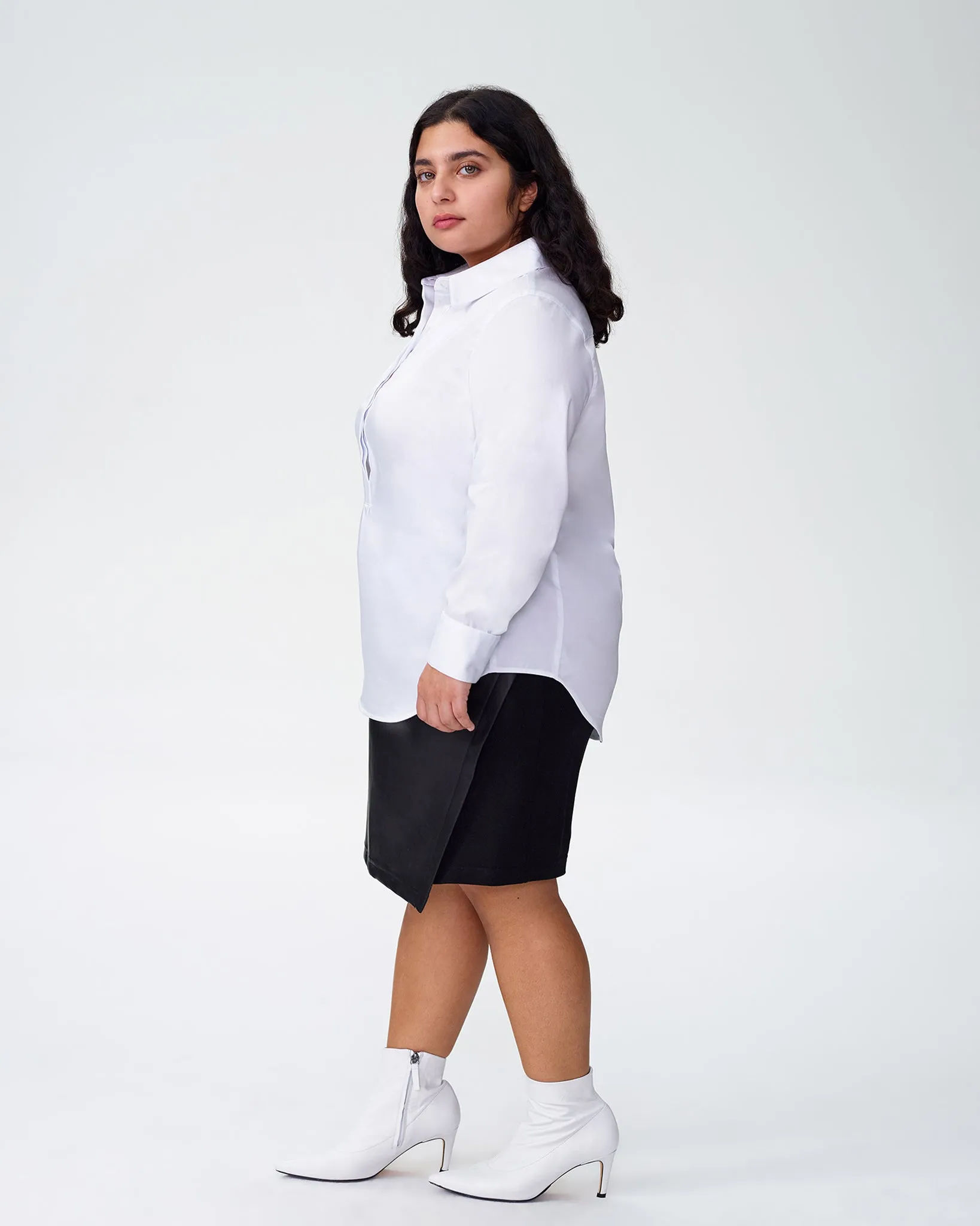 Elbe Popover Stretch Poplin Shirt Petite Fit - White sold by Universal Standard product image thumbnail 2
