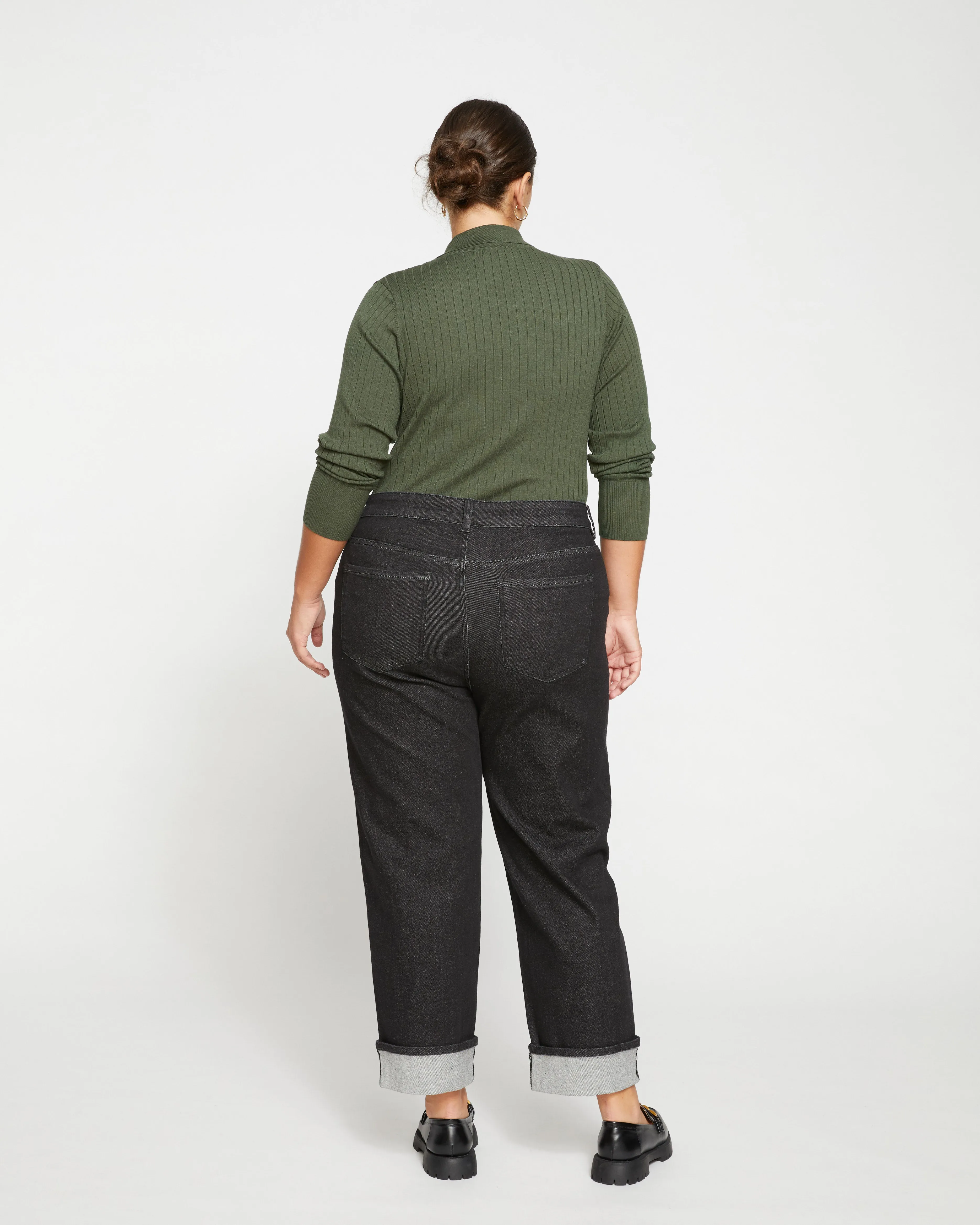 Stevie High Rise Cuffed Straight Leg Jeans - Black Selvedge sold by Universal Standard product image thumbnail 4