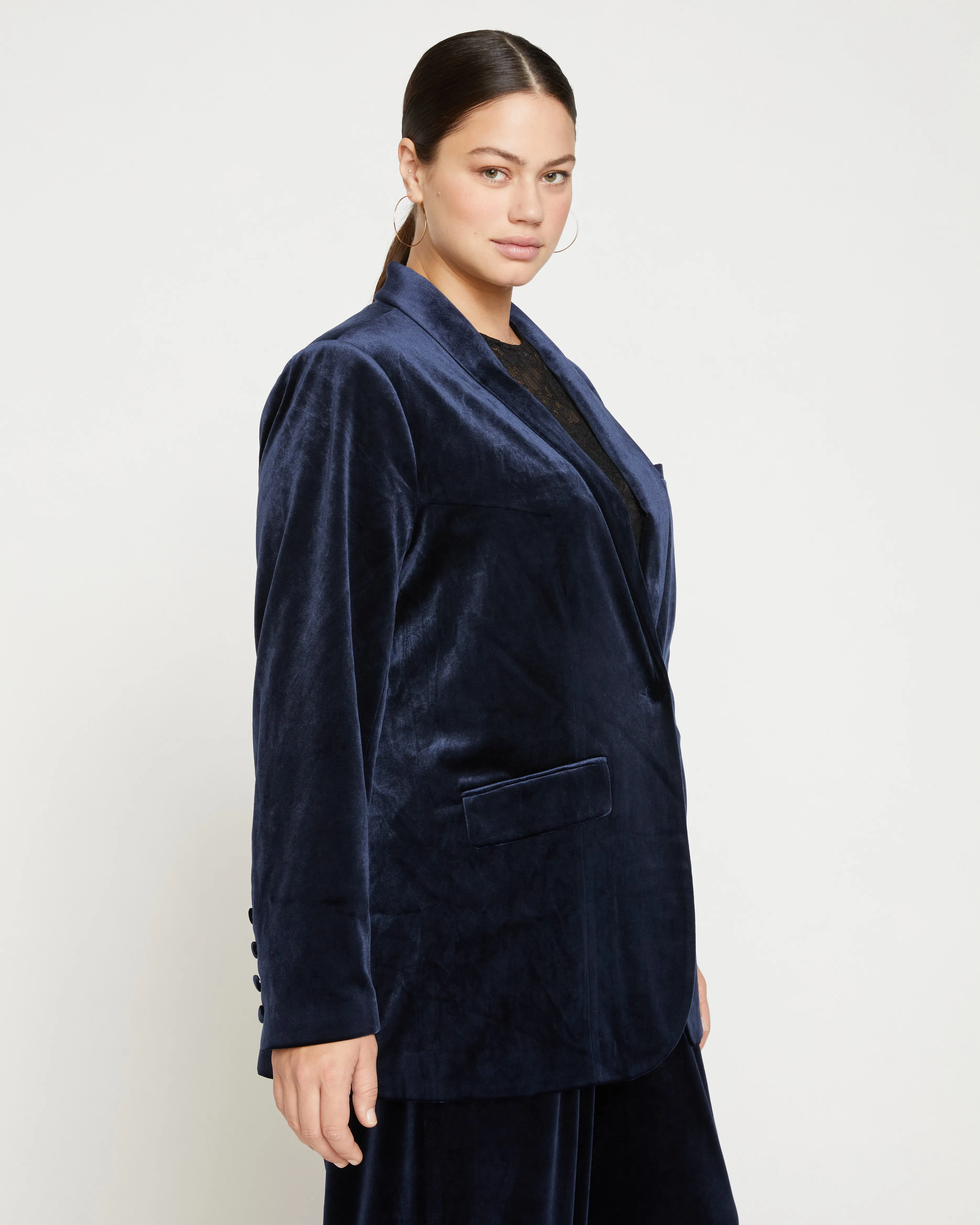 Luxe Velvet Blazer - Moonstone Blue Velvet sold by Universal Standard product image thumbnail 3