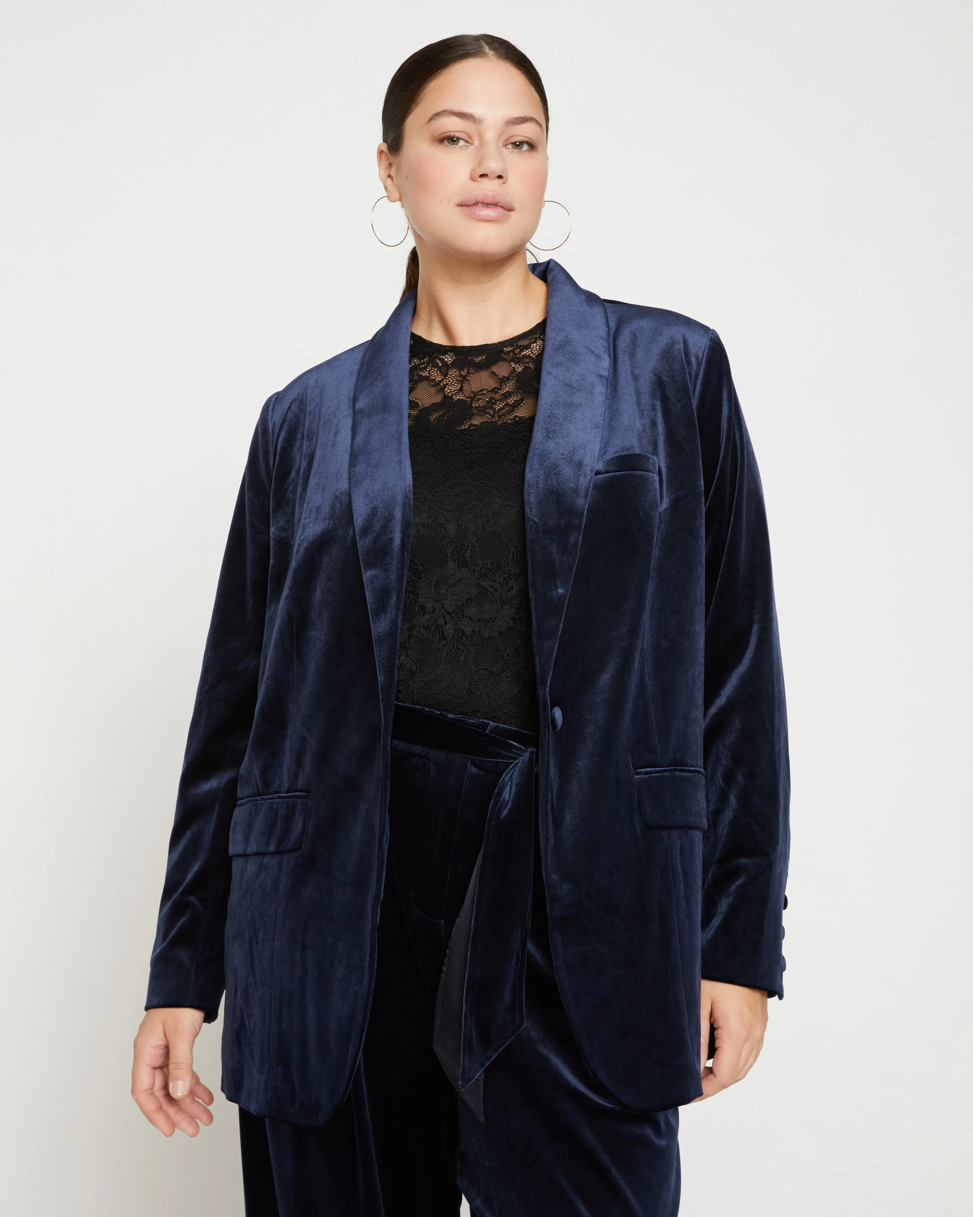 Luxe Velvet Blazer - Moonstone Blue Velvet sold by Universal Standard
