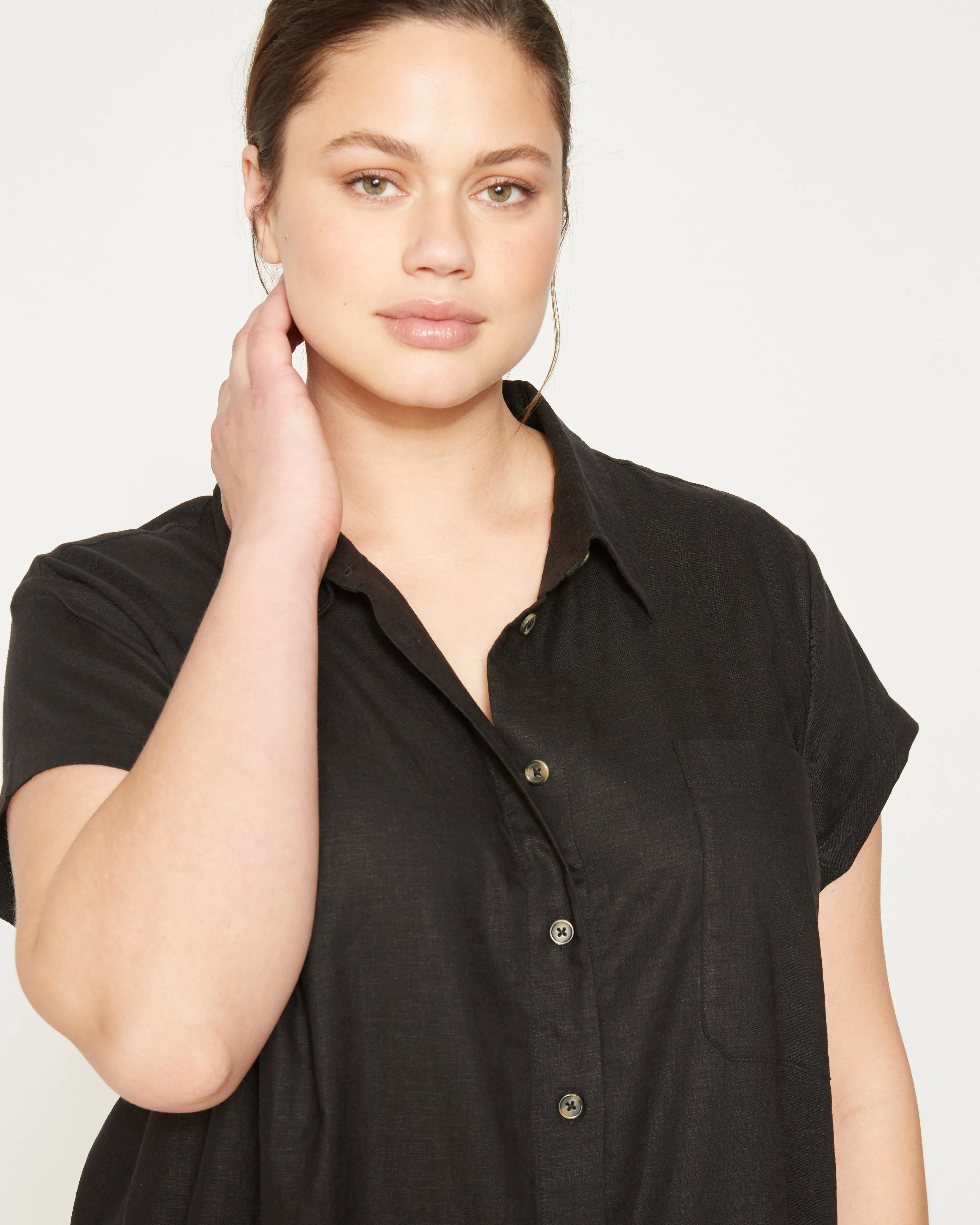 Dune Linen Shirtdress - Black sold by Universal Standard product image thumbnail 4