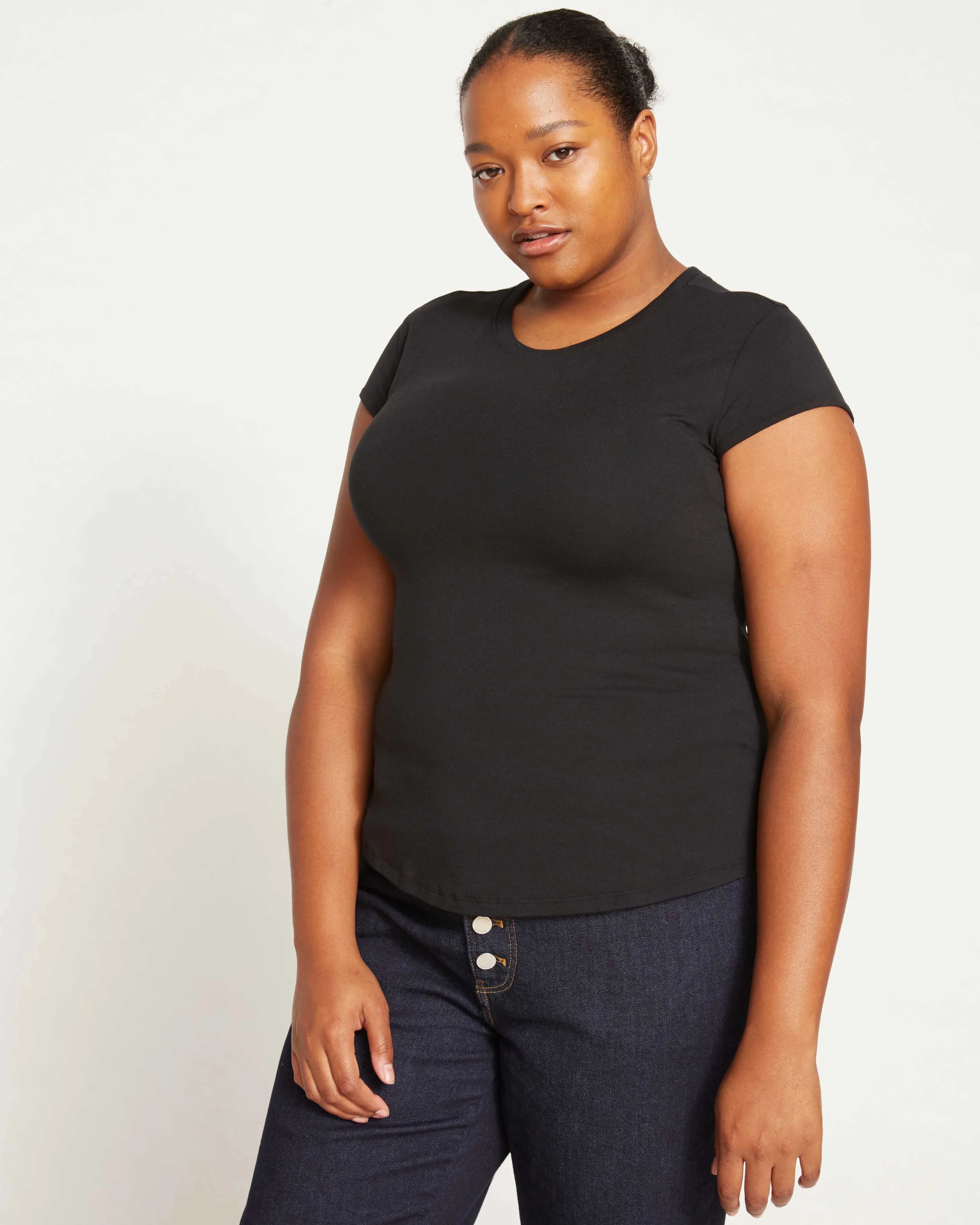Ashley Cap Sleeve Tee - Black sold by Universal Standard