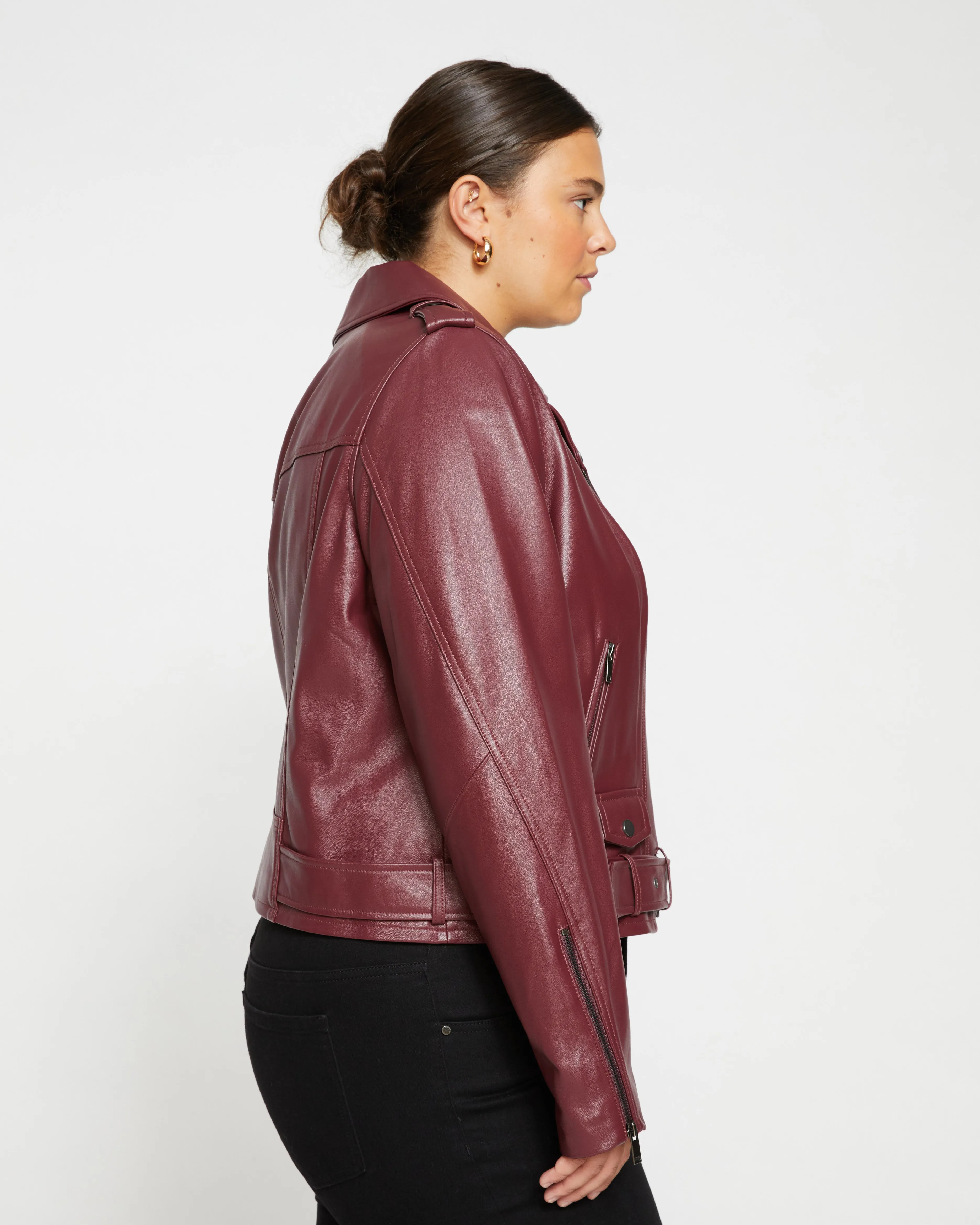 Leeron Leather Moto Jacket - Sangria sold by Universal Standard product image thumbnail 3