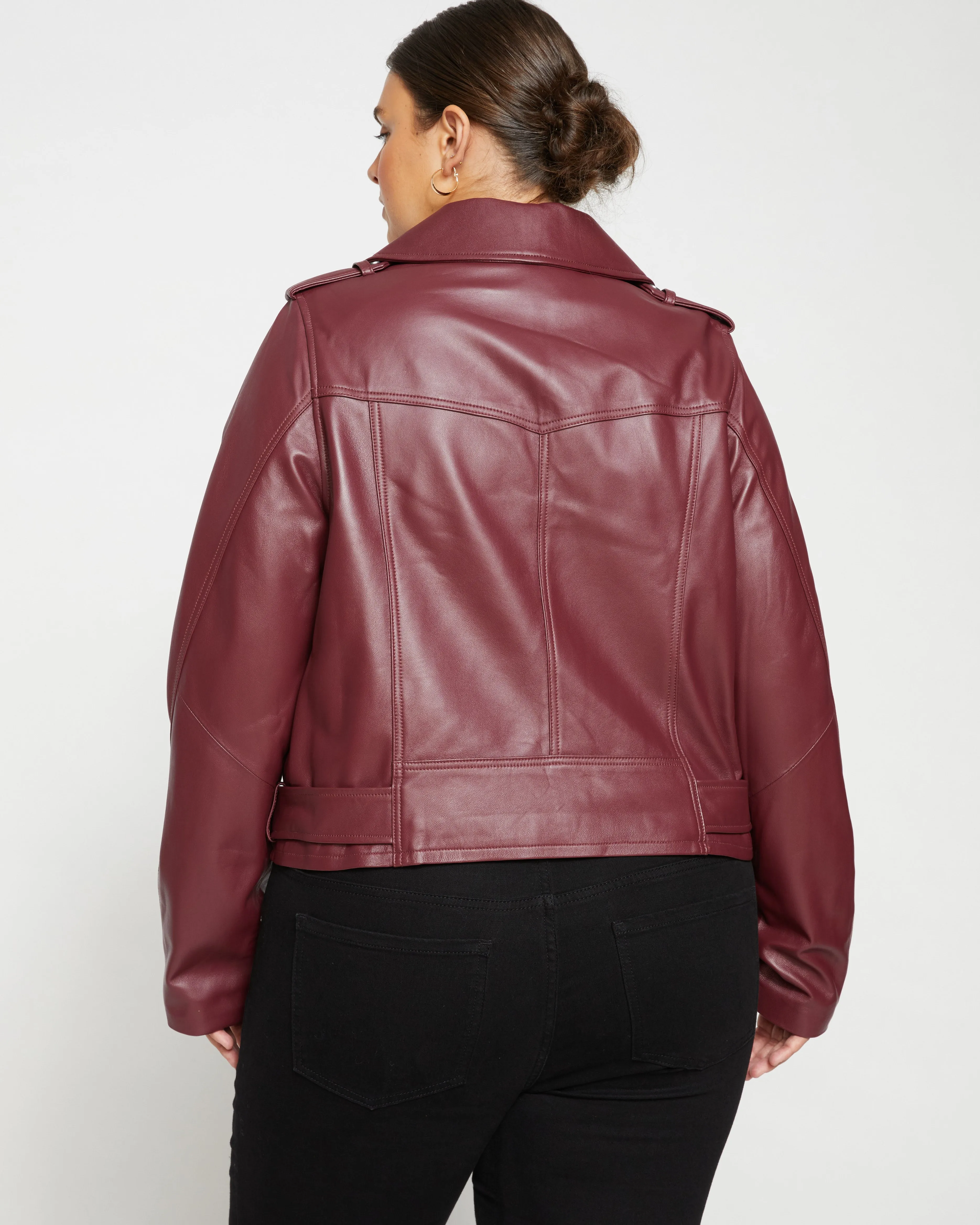 Leeron Leather Moto Jacket - Sangria sold by Universal Standard product image thumbnail 4