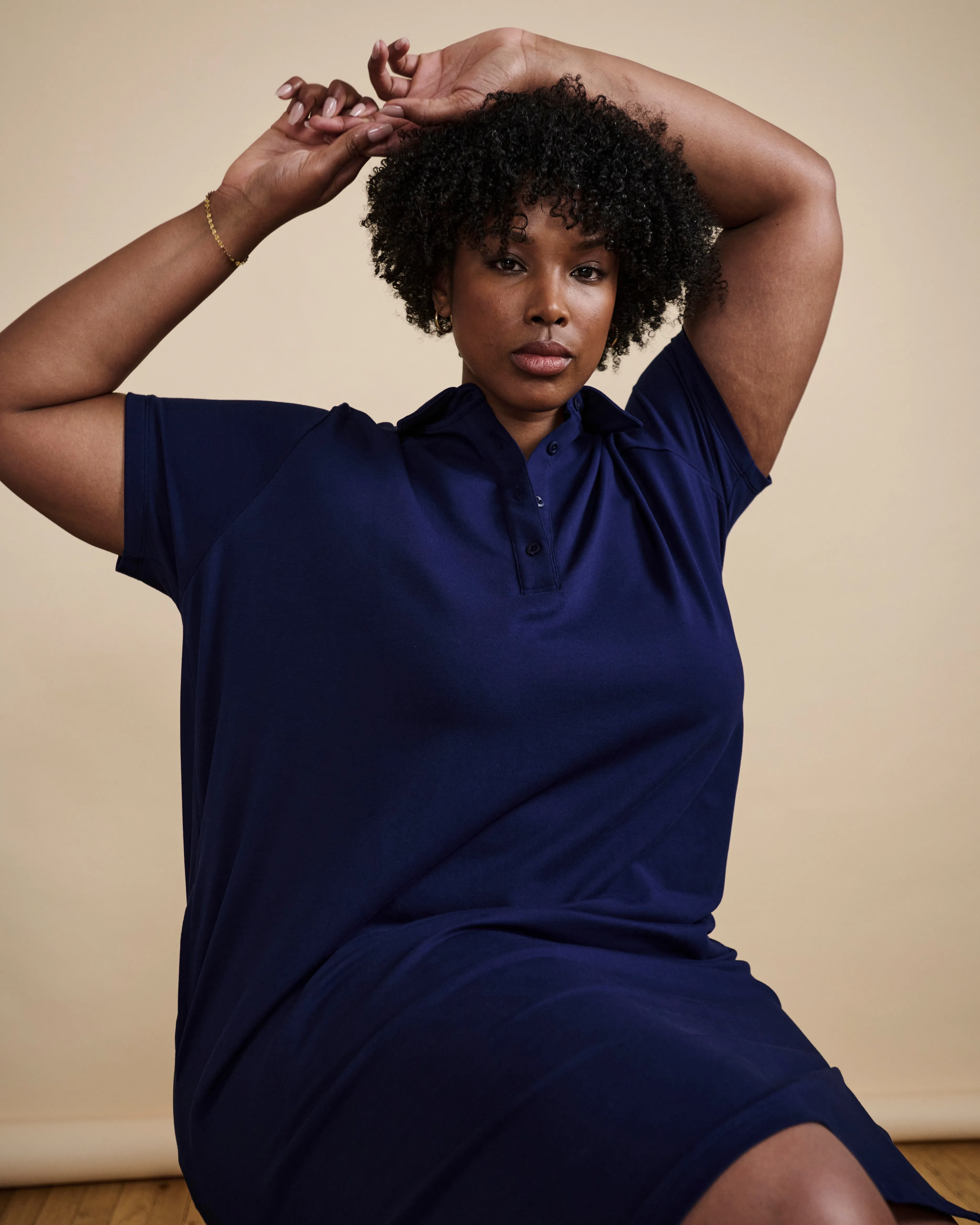 Varsity French Terry Polo Dress - Cenote sold by Universal Standard product image thumbnail 3