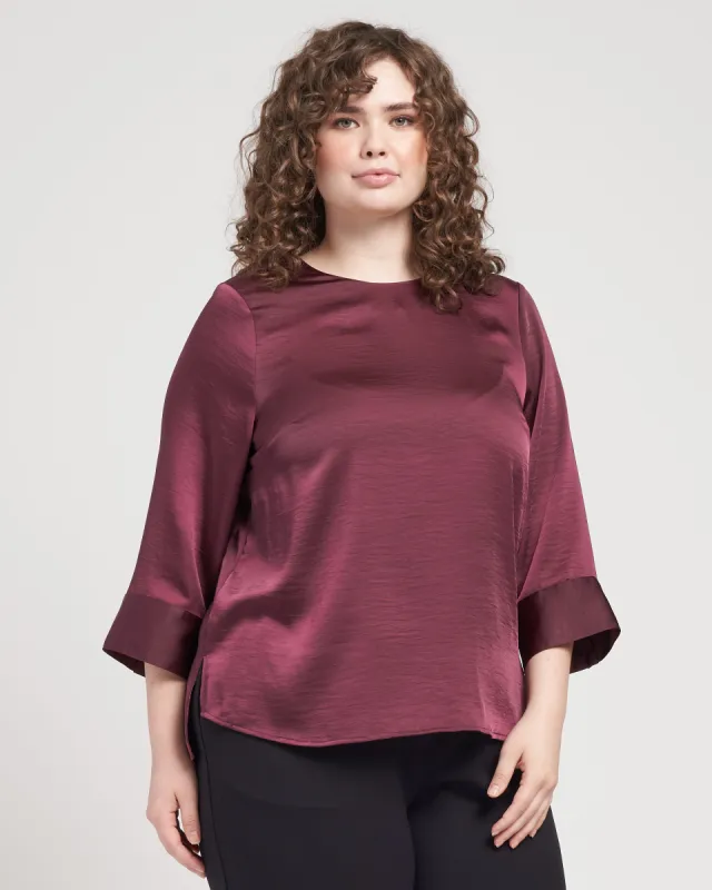 Louise Long Sleeve Satin Blouse - Fig sold by Universal Standard