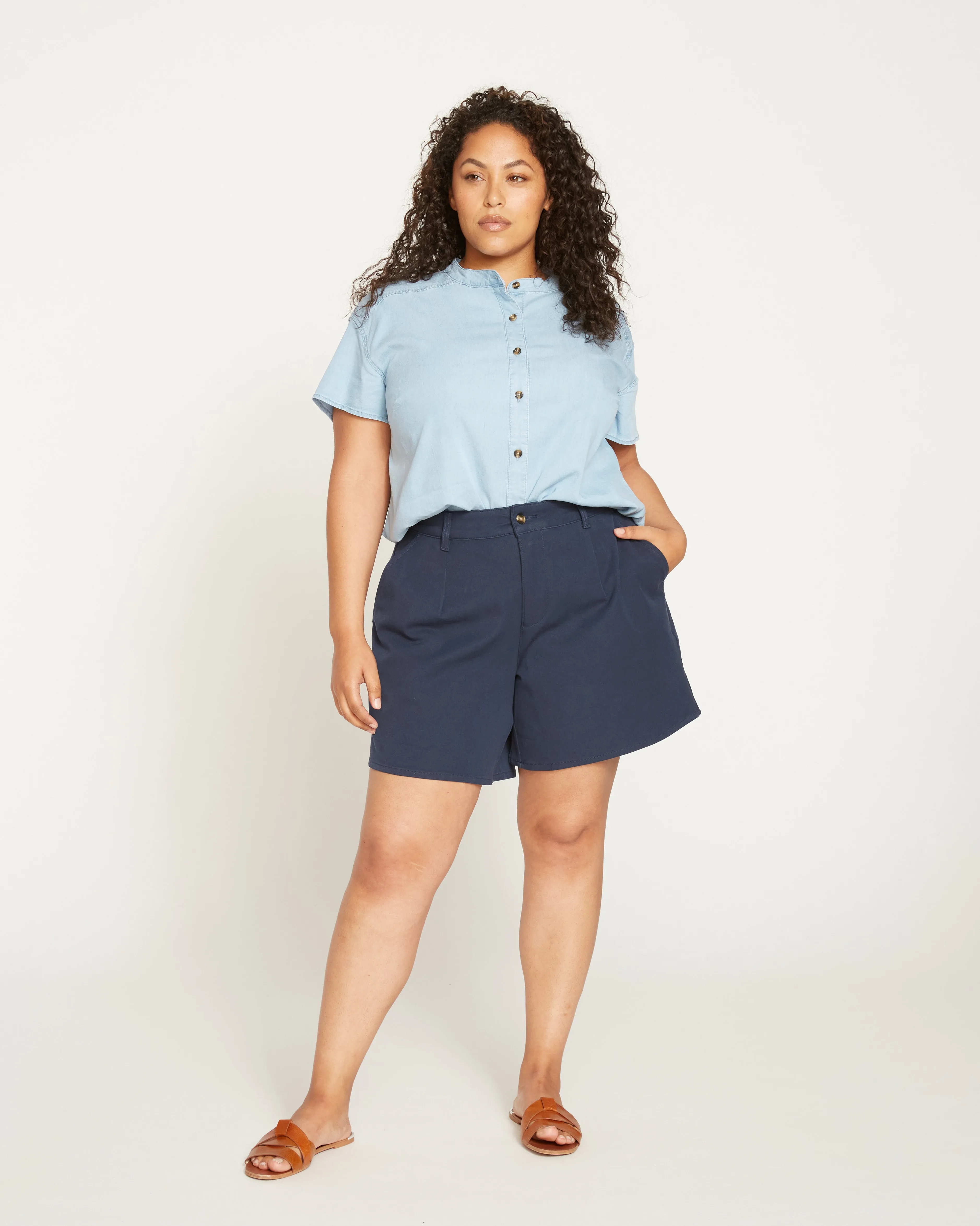 Smart Stretch Twill Shorts - Navy sold by Universal Standard