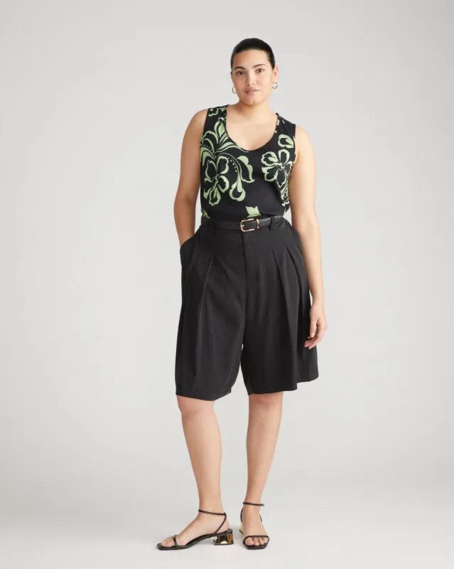 Cooling Stretch Cupro Bermuda Shorts - Black sold by Universal Standard