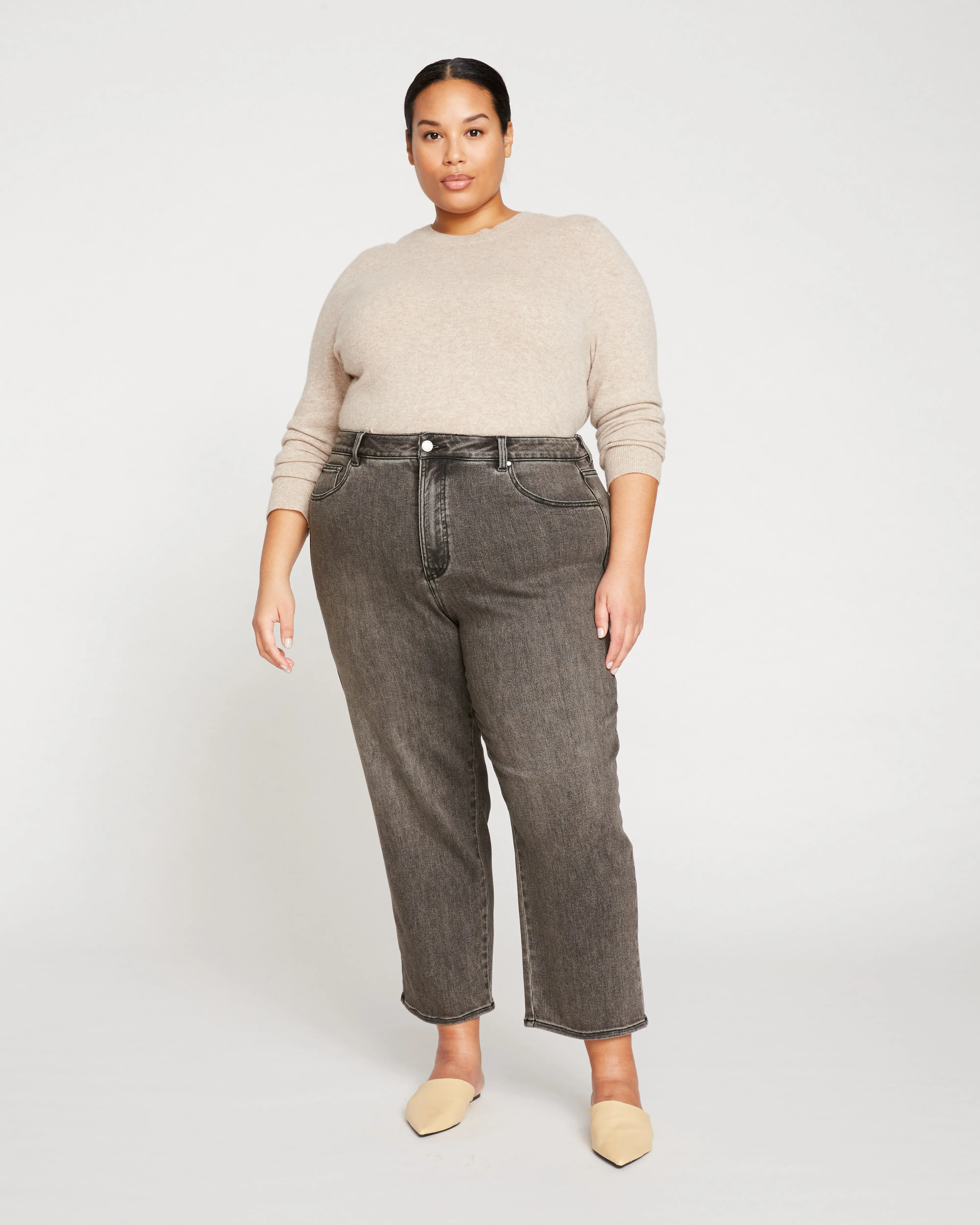 Donna High Rise Curve Straight Leg Jeans 27 Inch - Stonewash Black sold by Universal Standard