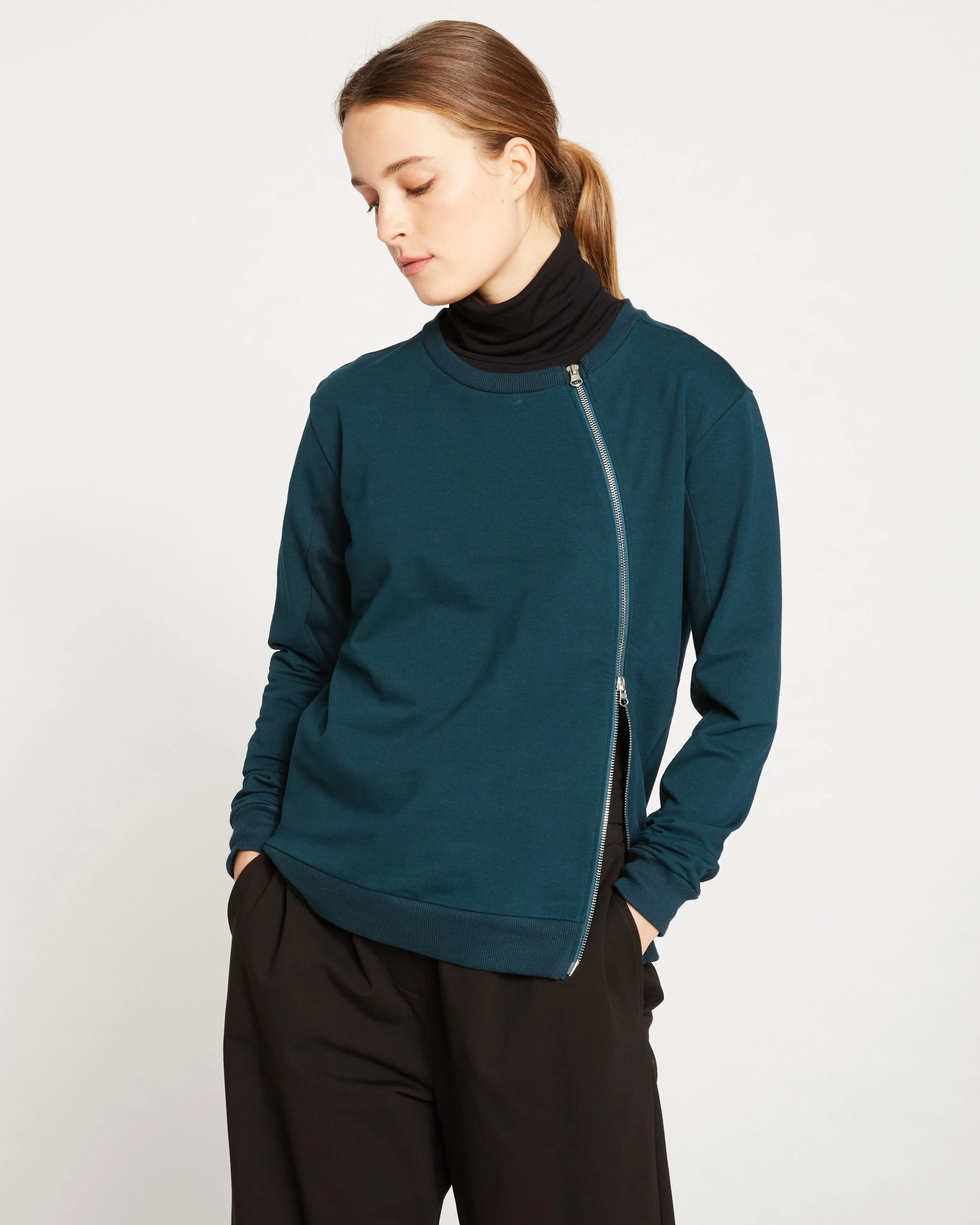 Classic Light Terry Meridian Zip Pullover - Deep Sea sold by Universal Standard product image thumbnail 2