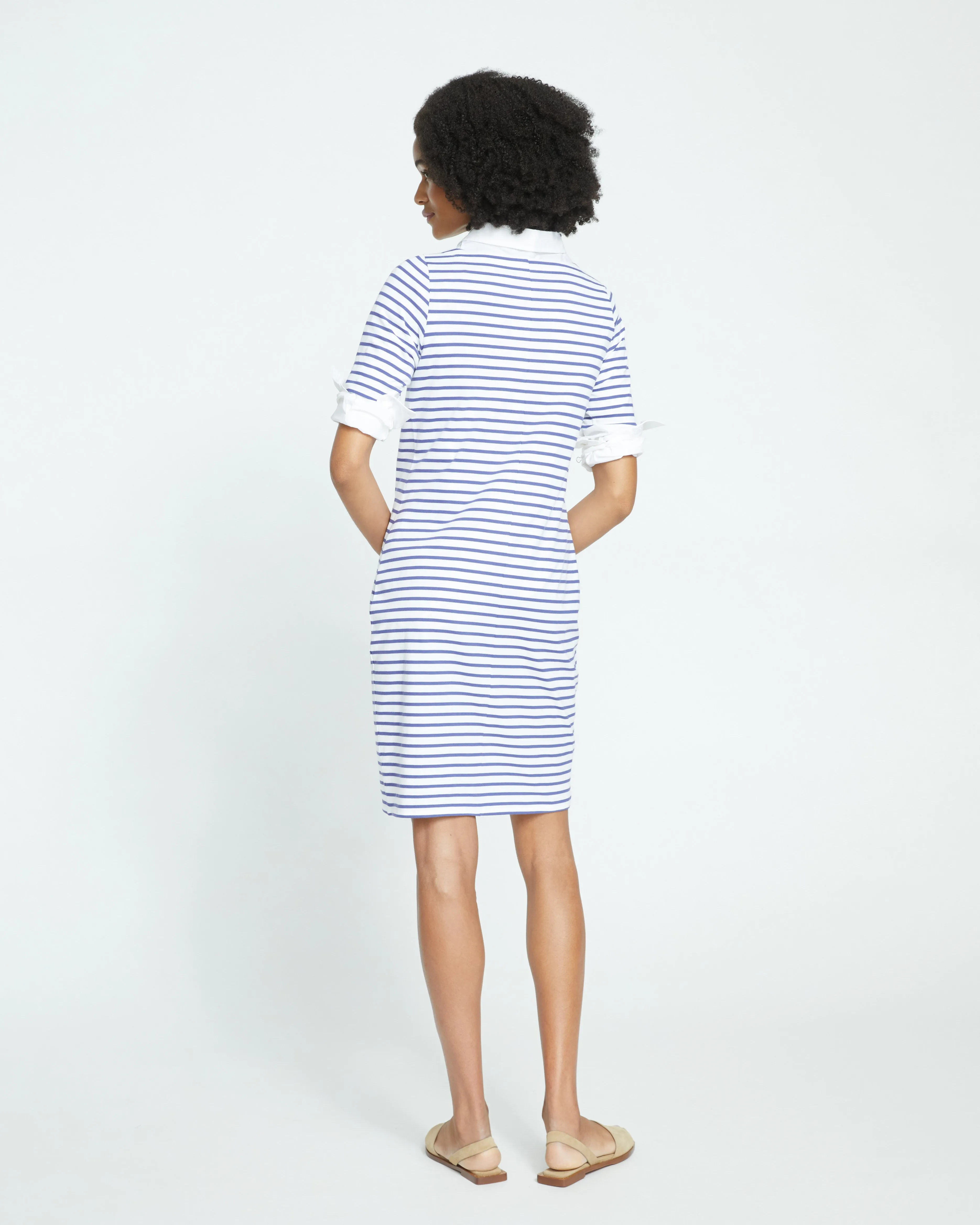 Belle Breton-Stripe Compact Jersey Dress - White/Navy Stripe sold by Universal Standard product image thumbnail 4
