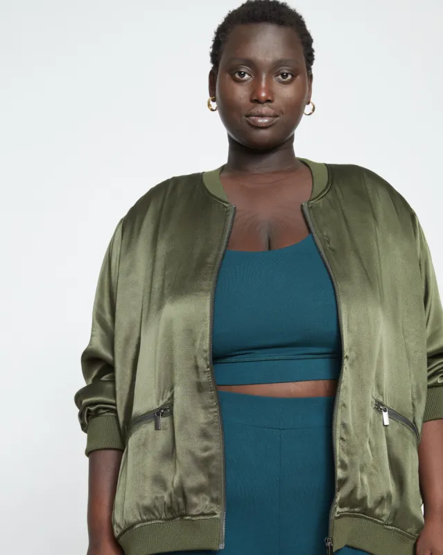 Satin Bomber Jacket - Nori sold by Universal Standard