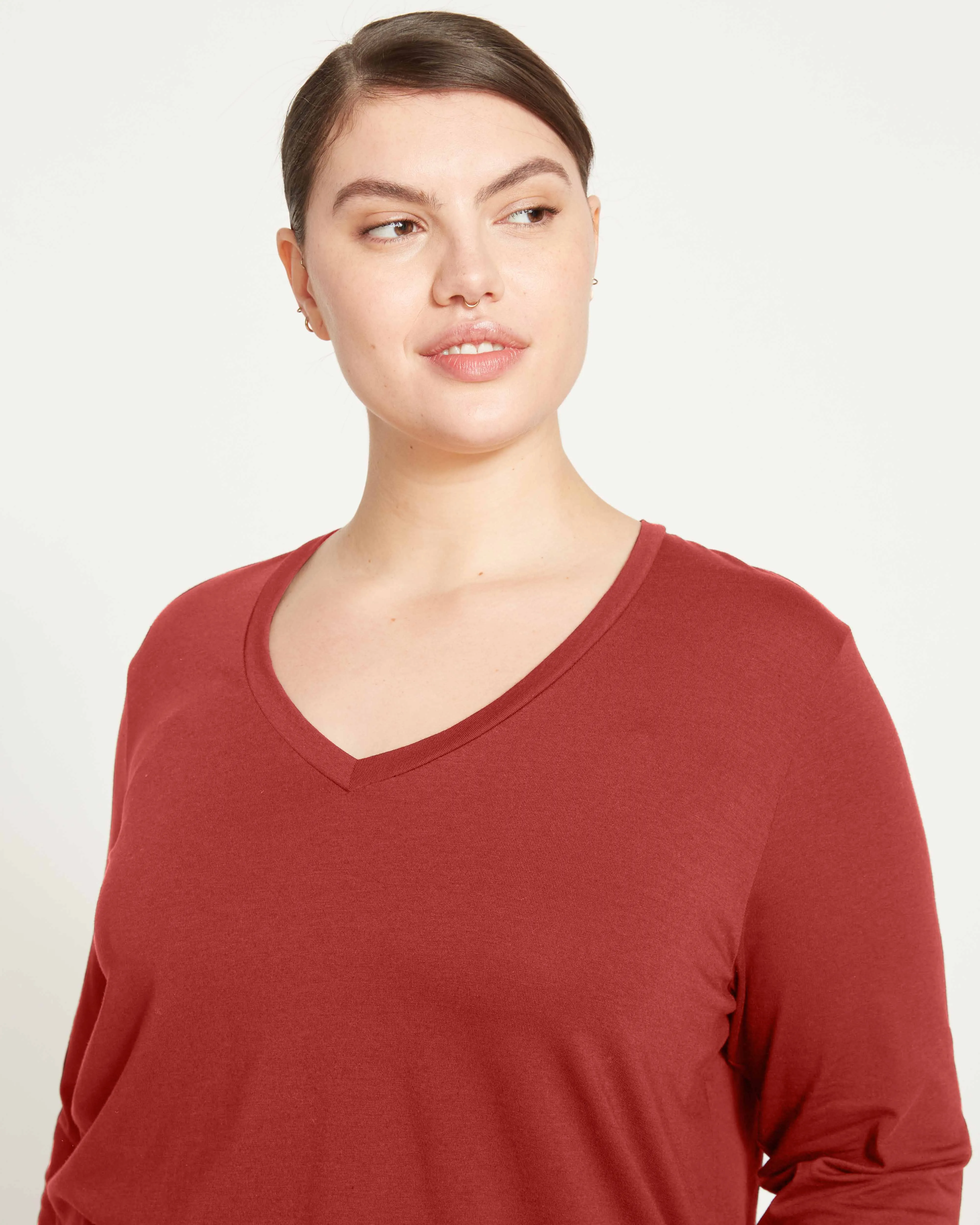 Long Sleeve V Rex - Burnt Red sold by Universal Standard product image thumbnail 2