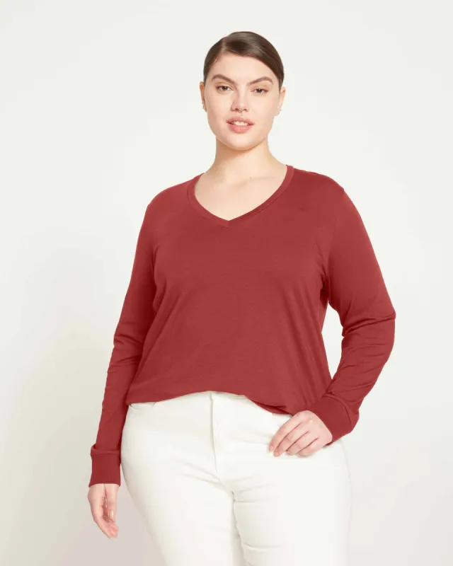 Long Sleeve V Rex - Burnt Red sold by Universal Standard