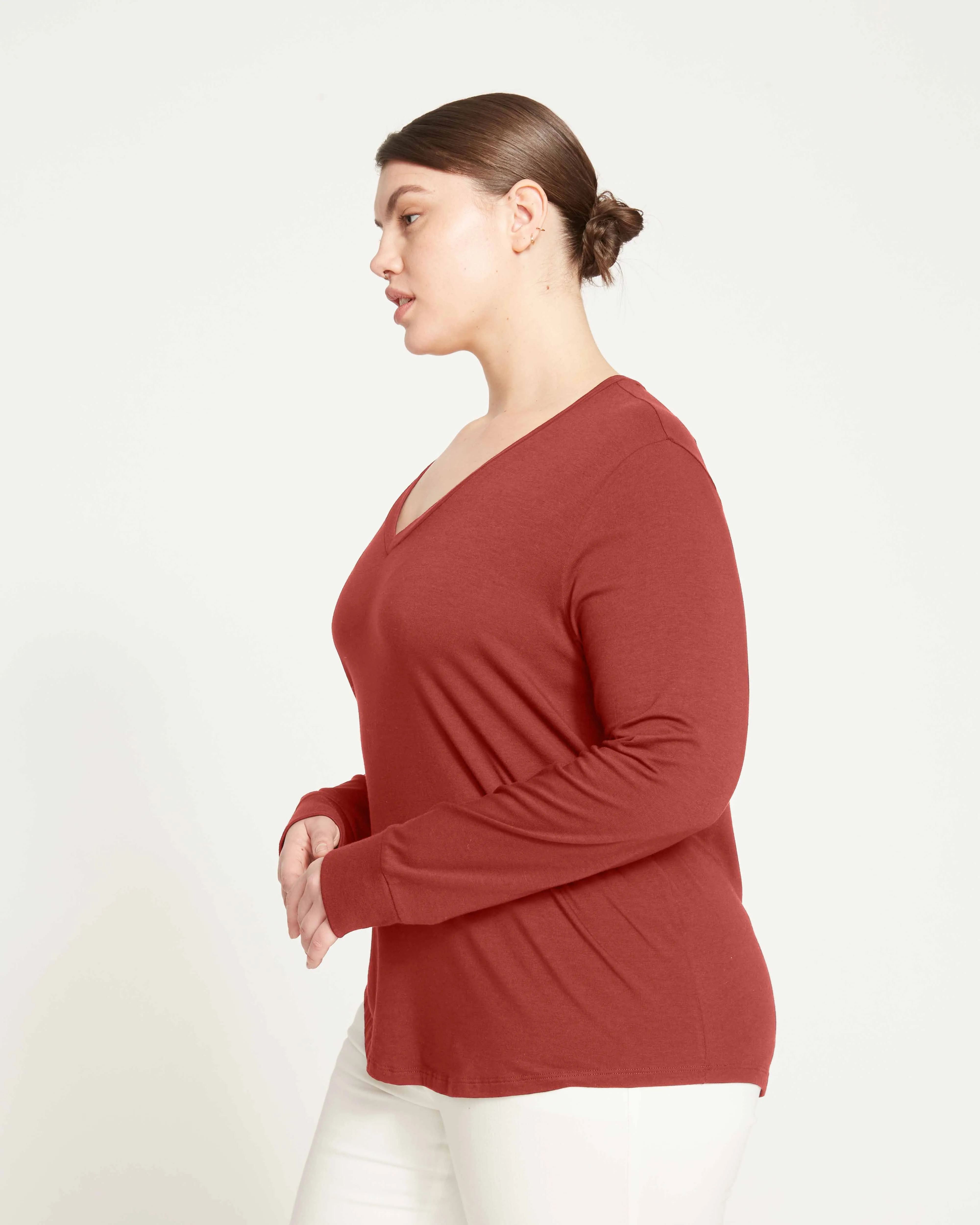 Long Sleeve V Rex - Burnt Red sold by Universal Standard product image thumbnail 3