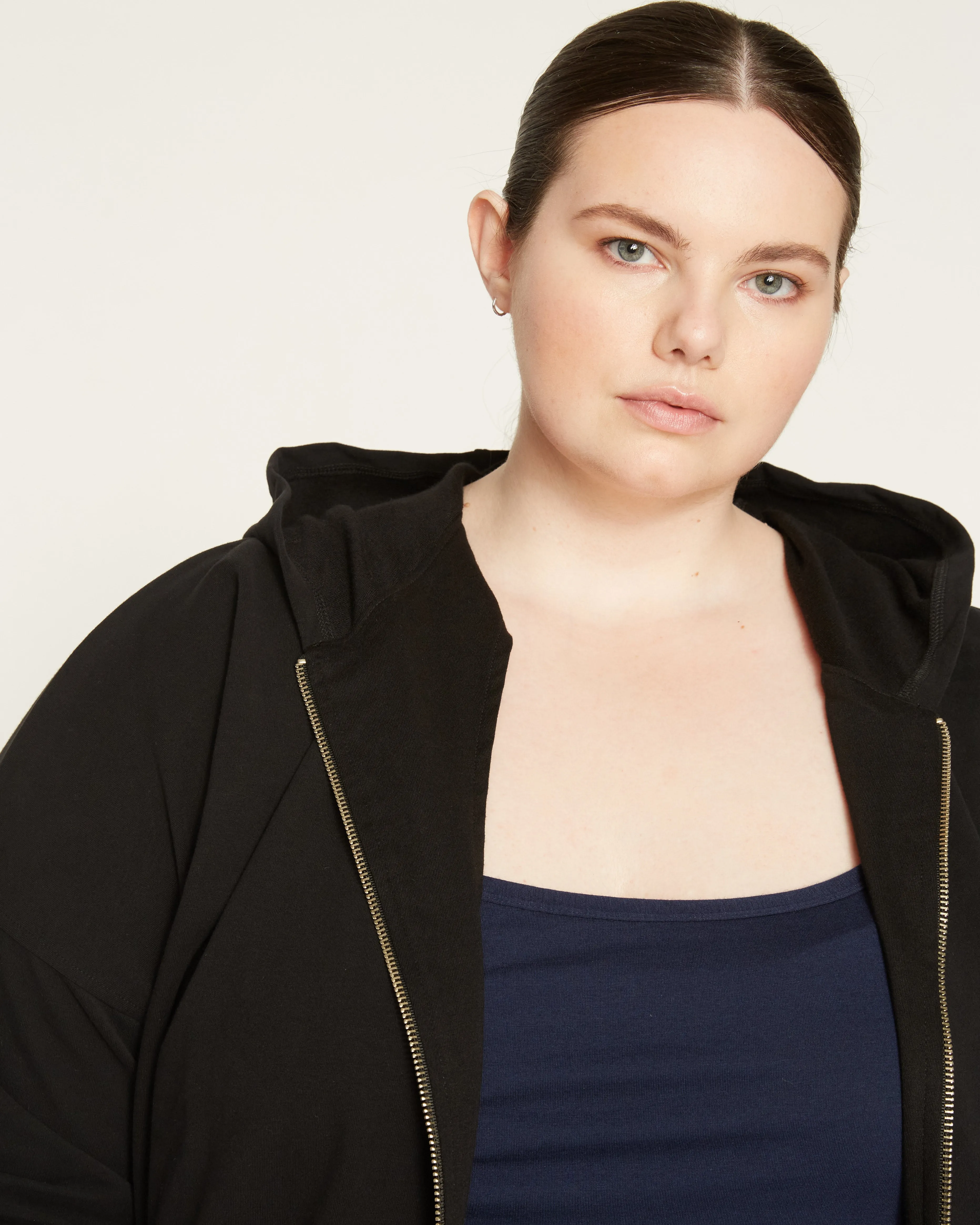 Peachy Terry Full Zip Hoodie - Black sold by Universal Standard