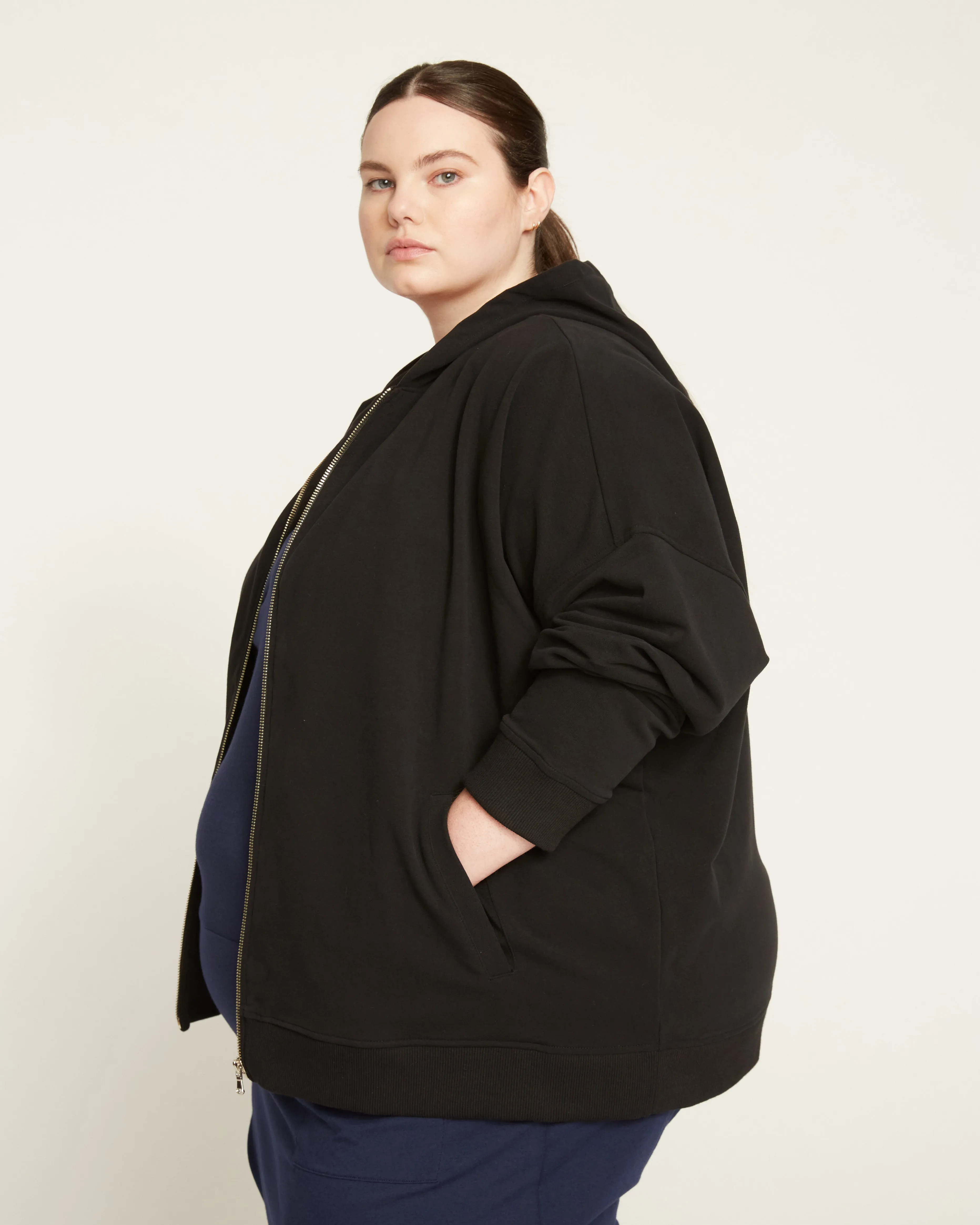 Peachy Terry Full Zip Hoodie - Black sold by Universal Standard product image thumbnail 4