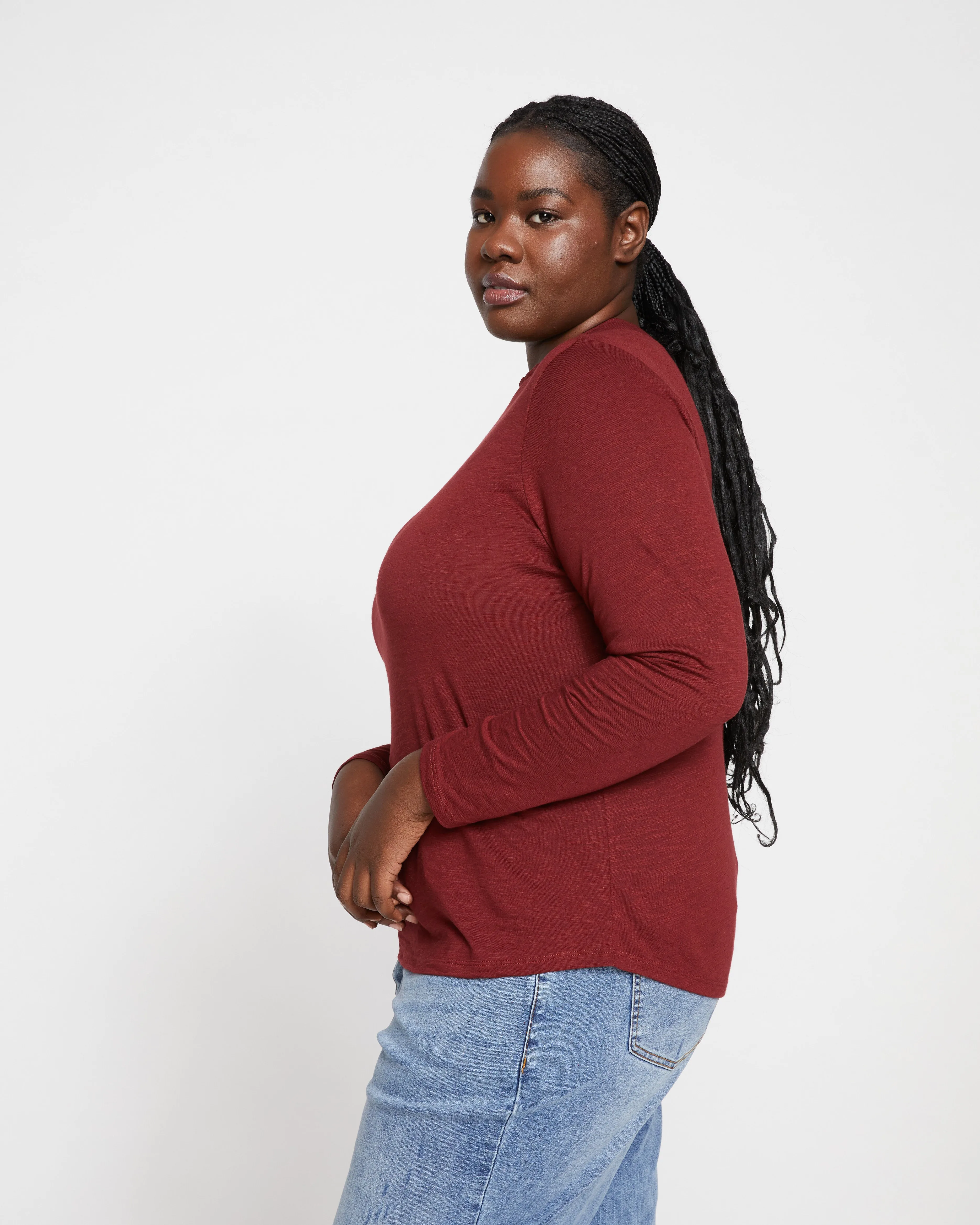 Tori Light-As-Air Mockneck Tee - Brick Red sold by Universal Standard product image thumbnail 4