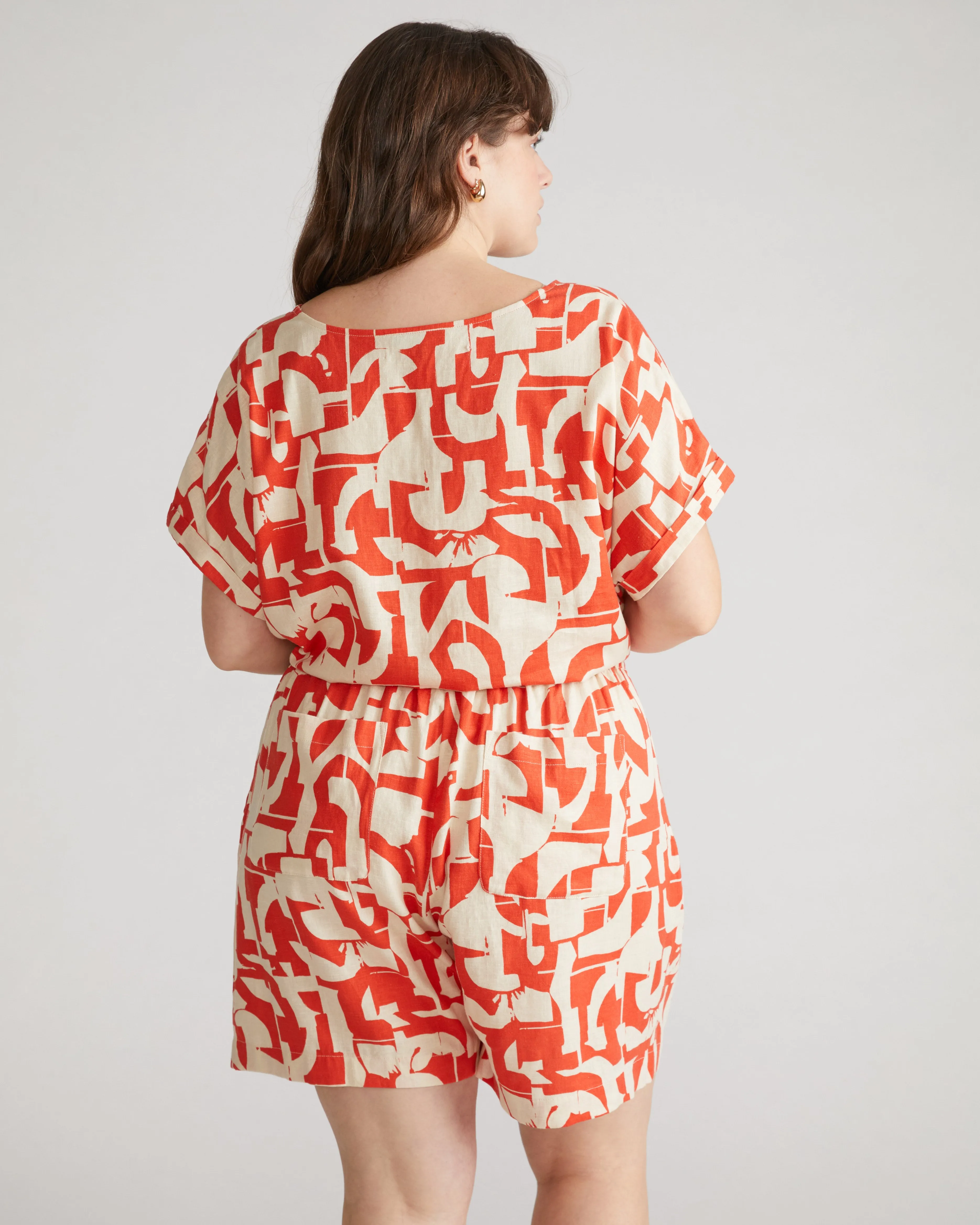 Tropez Tied Linen Crop Top - Shoreline Sunset Print sold by Universal Standard product image thumbnail 5