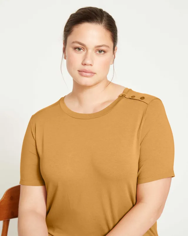 Elevated Buttons Tee - Caramel sold by Universal Standard