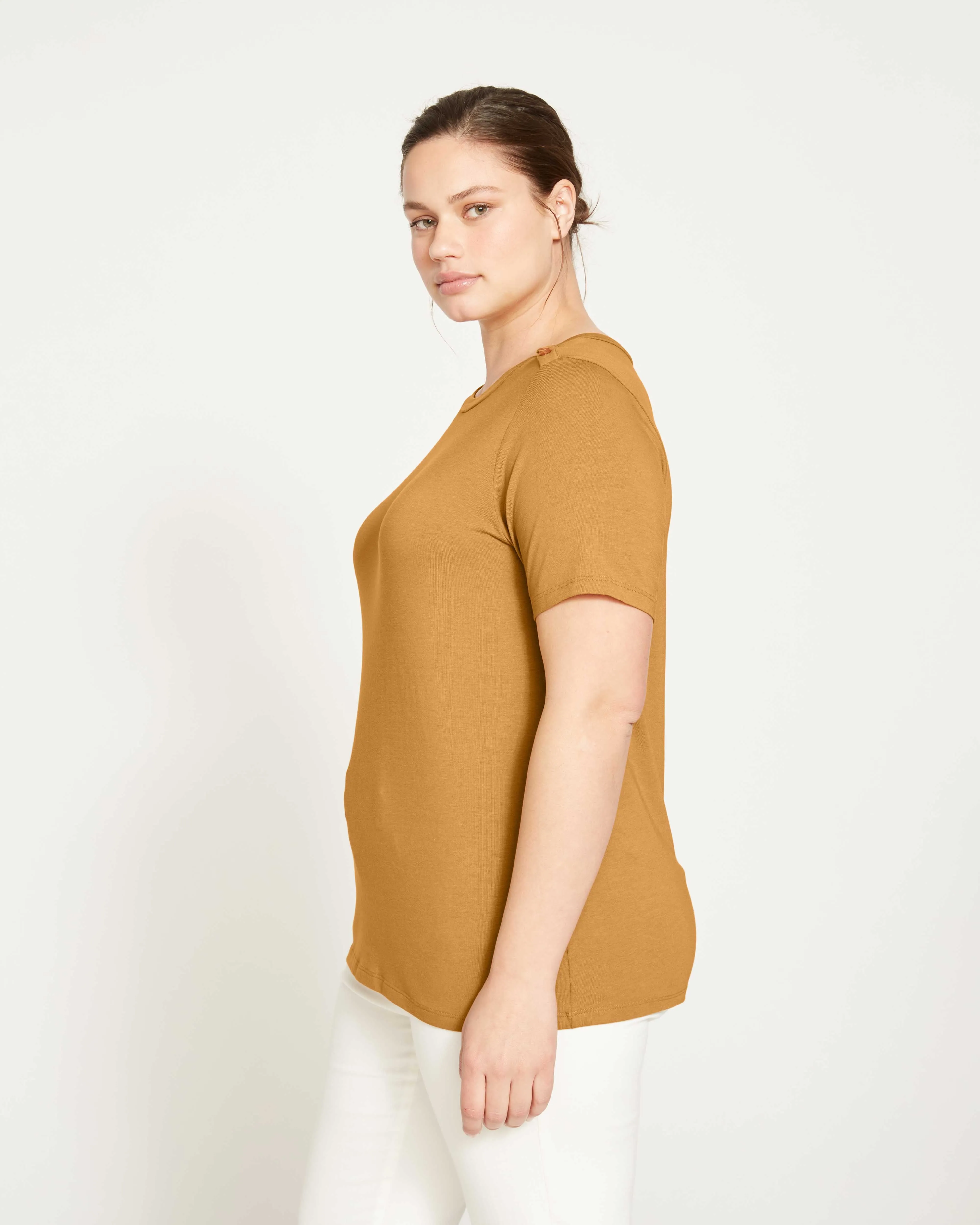 Elevated Buttons Tee - Caramel sold by Universal Standard product image thumbnail 3
