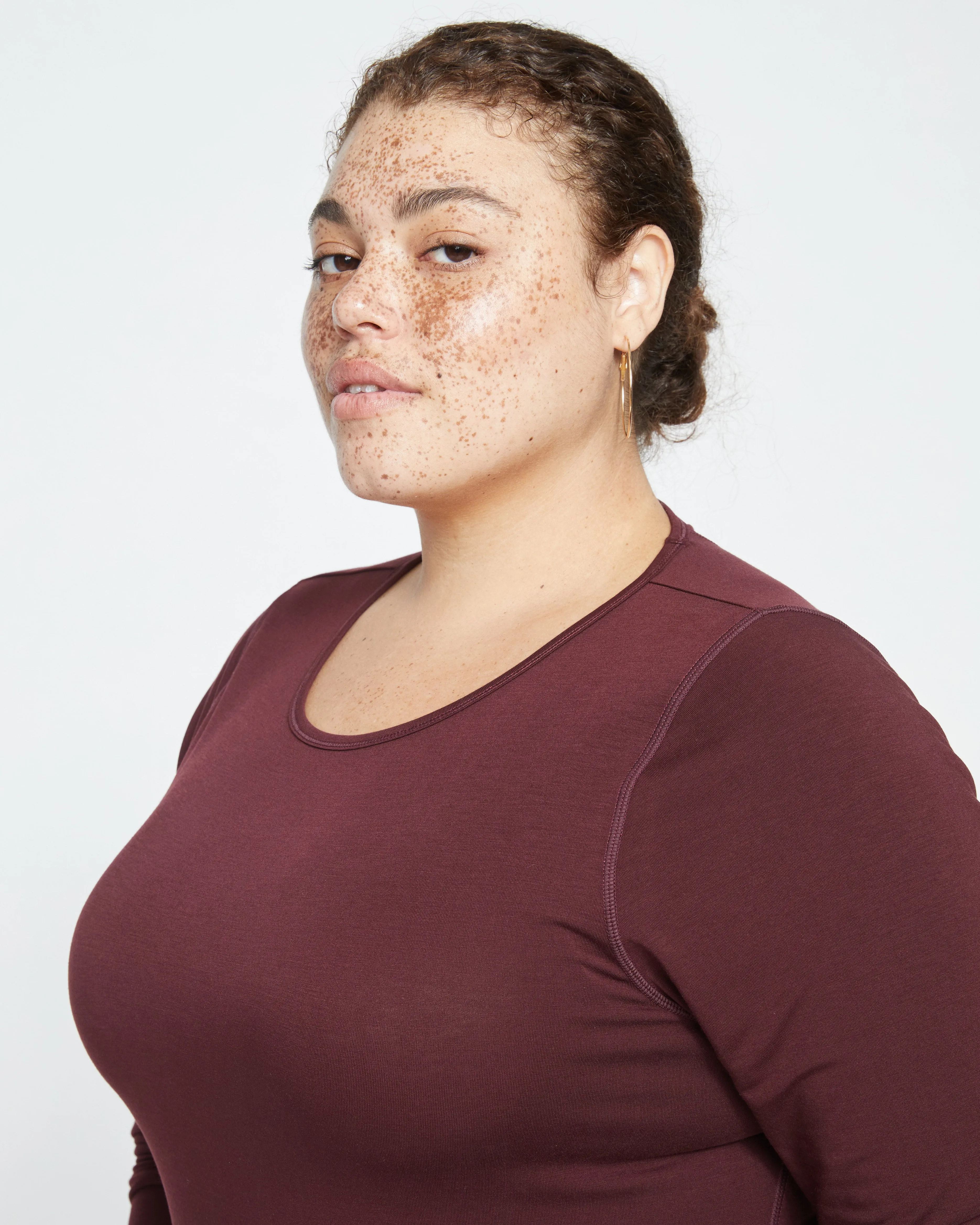 Mia Long Sleeve Movement Tee - Black Cherry sold by Universal Standard