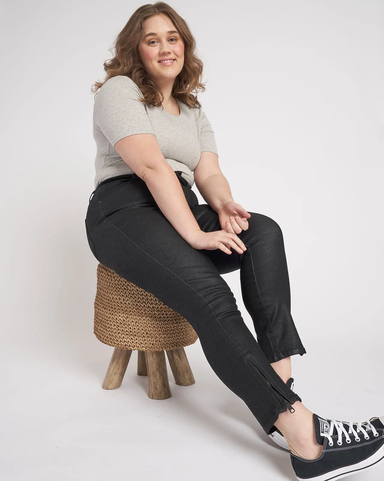 Meuse High Rise Resin Jeans 30 inch - Black sold by Universal Standard