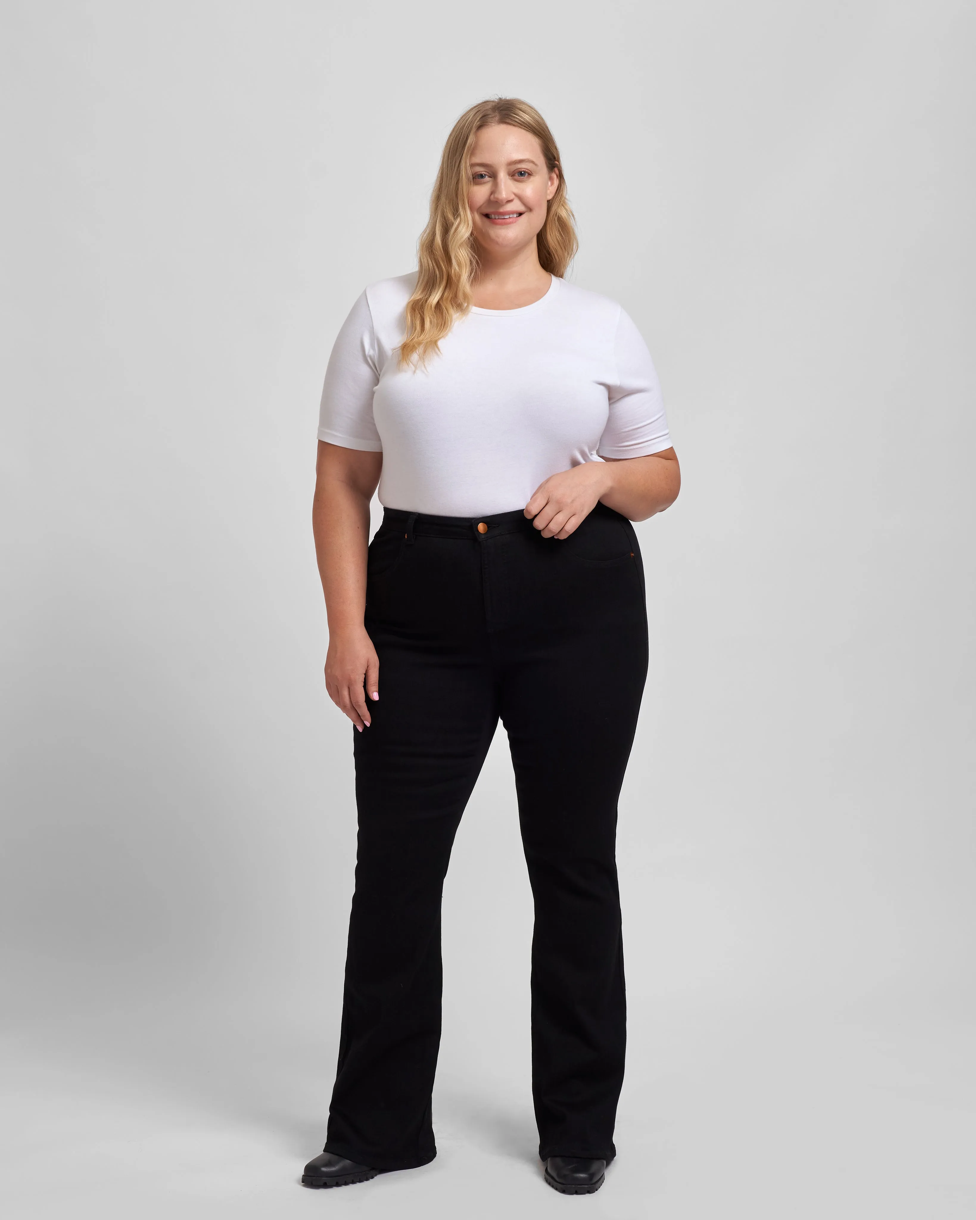 Sava High Rise Flare Jeans 34 inch - Black sold by Universal Standard