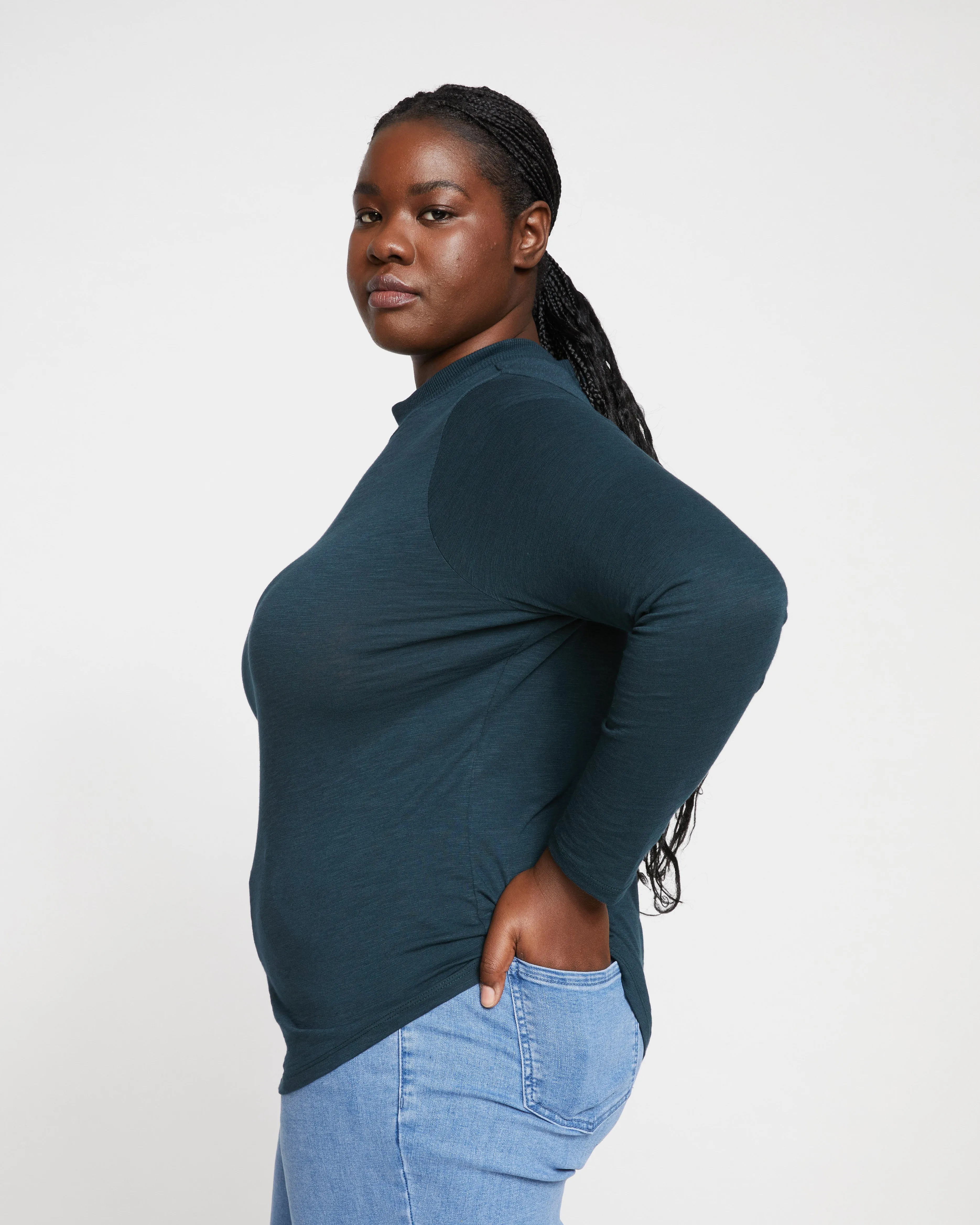 Tori Light-As-Air Mockneck Tee - Deep Sea sold by Universal Standard product image thumbnail 4