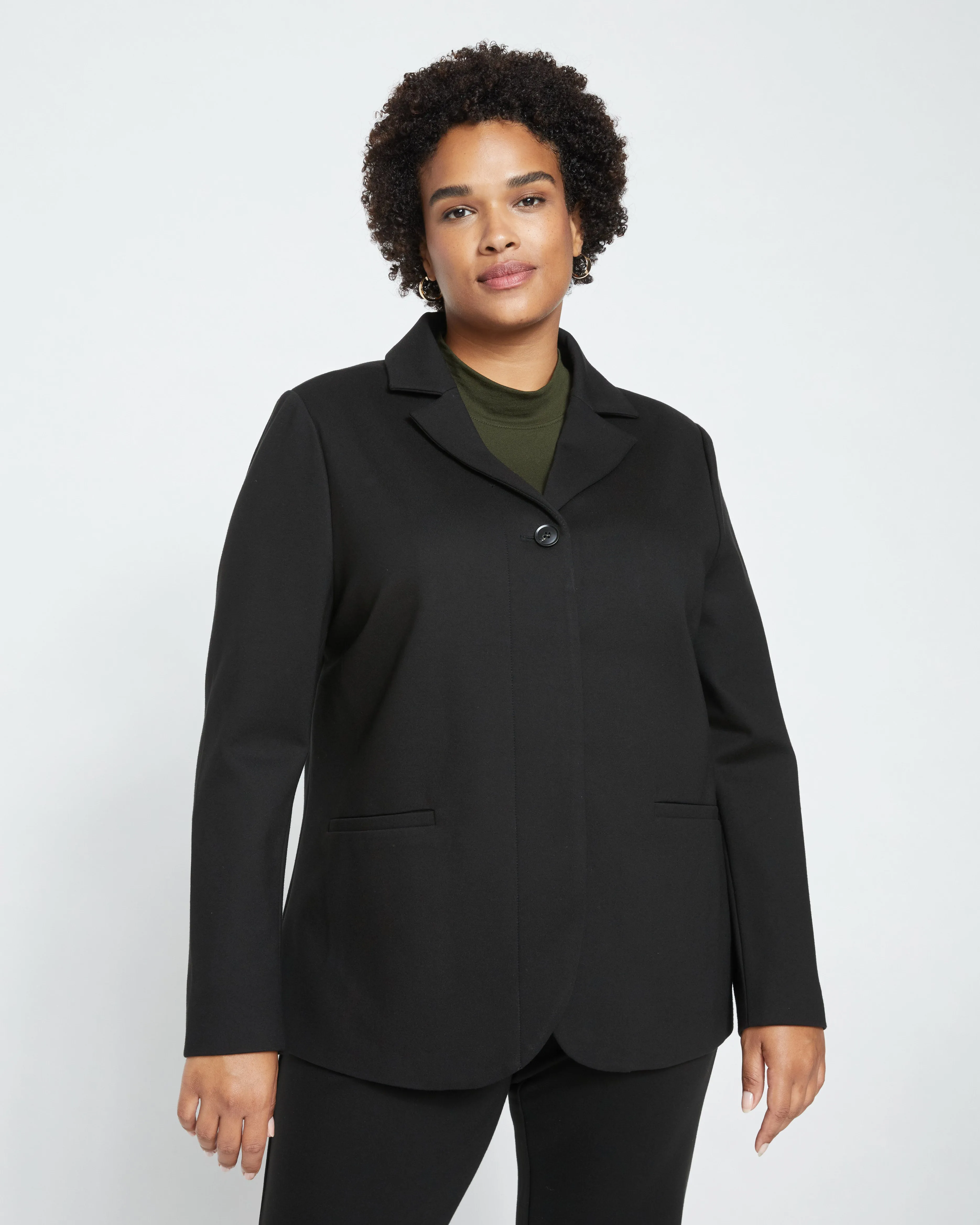 Janelle Tailored Ponte Blazer - Black sold by Universal Standard