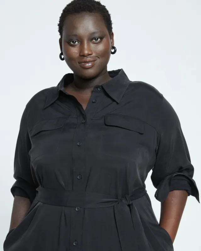 Cooling Stretch Cupro Savannah Dress - Black sold by Universal Standard