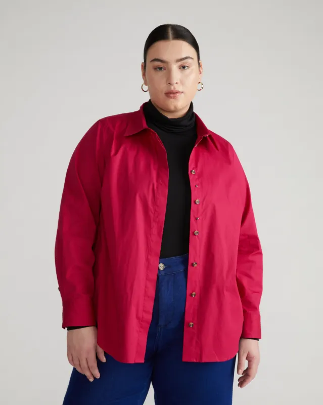 Elbe Stretch Poplin Shirt Classic Fit - Cerise sold by Universal Standard