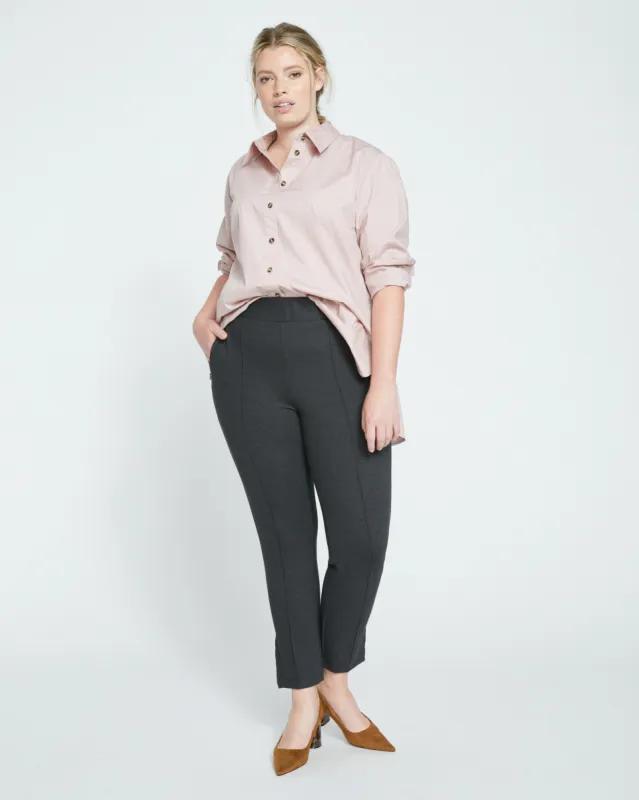 Skinny Pintuck Ponte Pants 28 Inch - Charcoal sold by Universal Standard