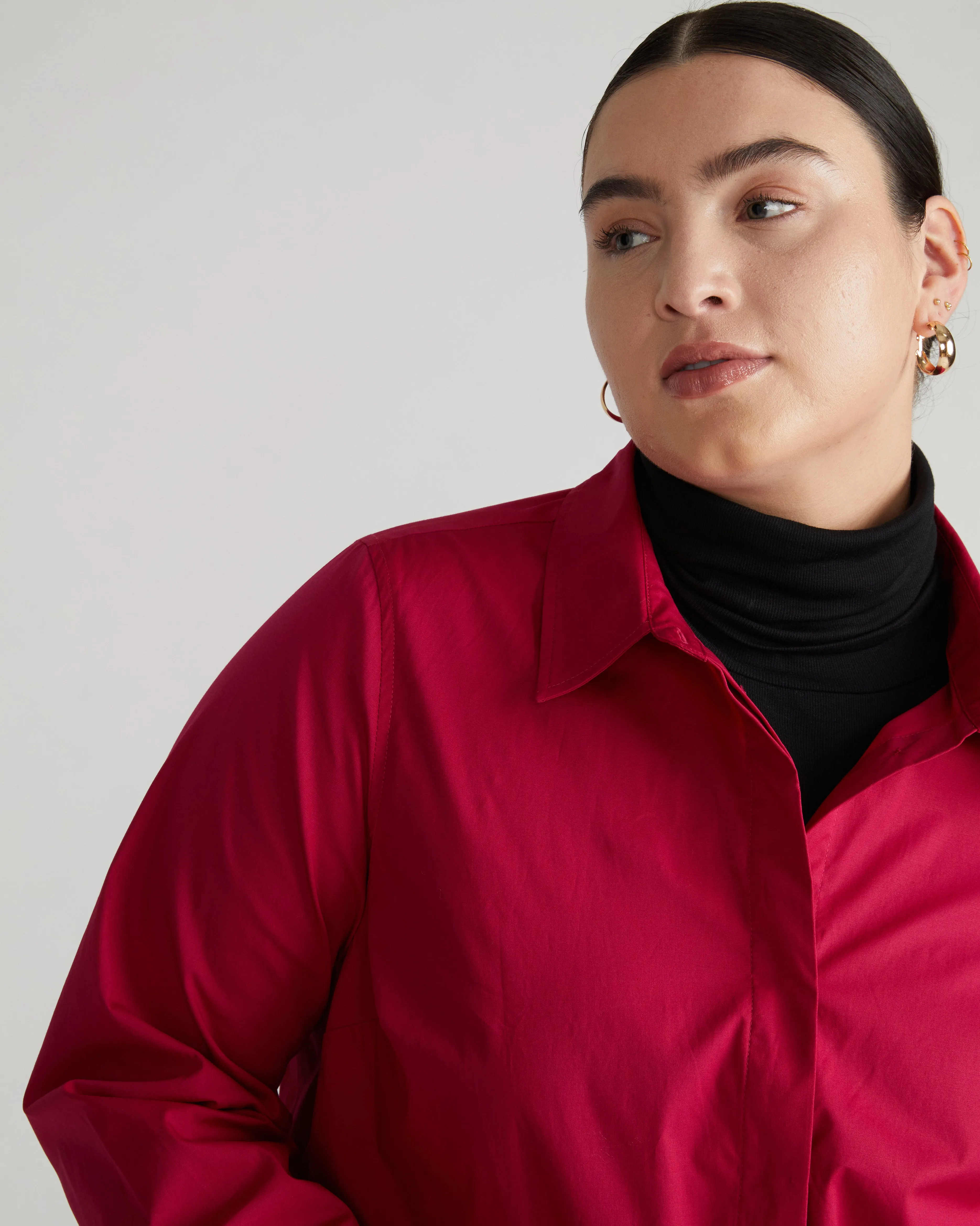 Elbe Stretch Poplin Shirt Classic Fit - Cerise sold by Universal Standard product image thumbnail 2