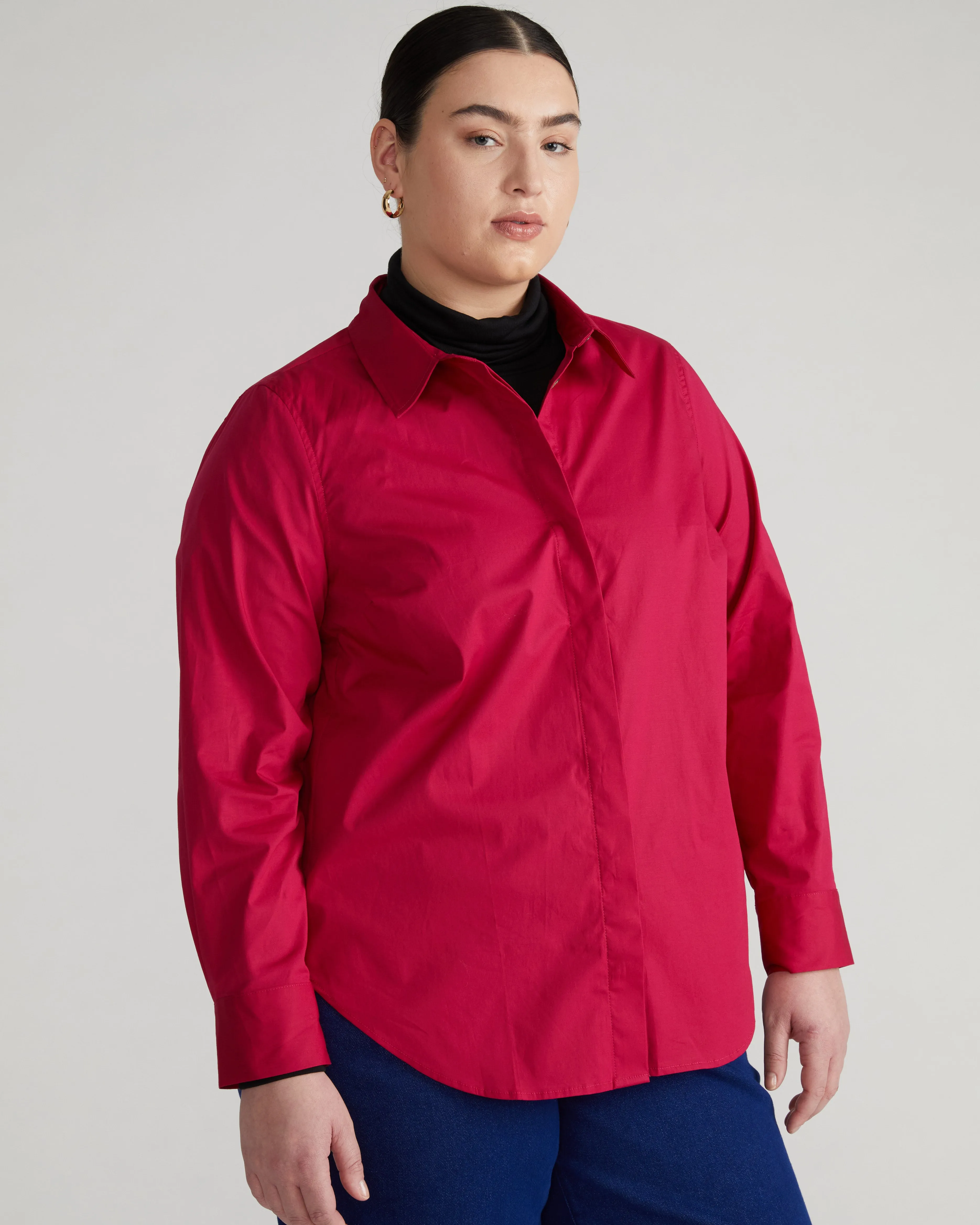 Elbe Stretch Poplin Shirt Classic Fit - Cerise sold by Universal Standard product image thumbnail 3
