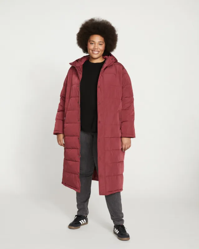 Everest Long Hooded Puffer - Rioja sold by Universal Standard