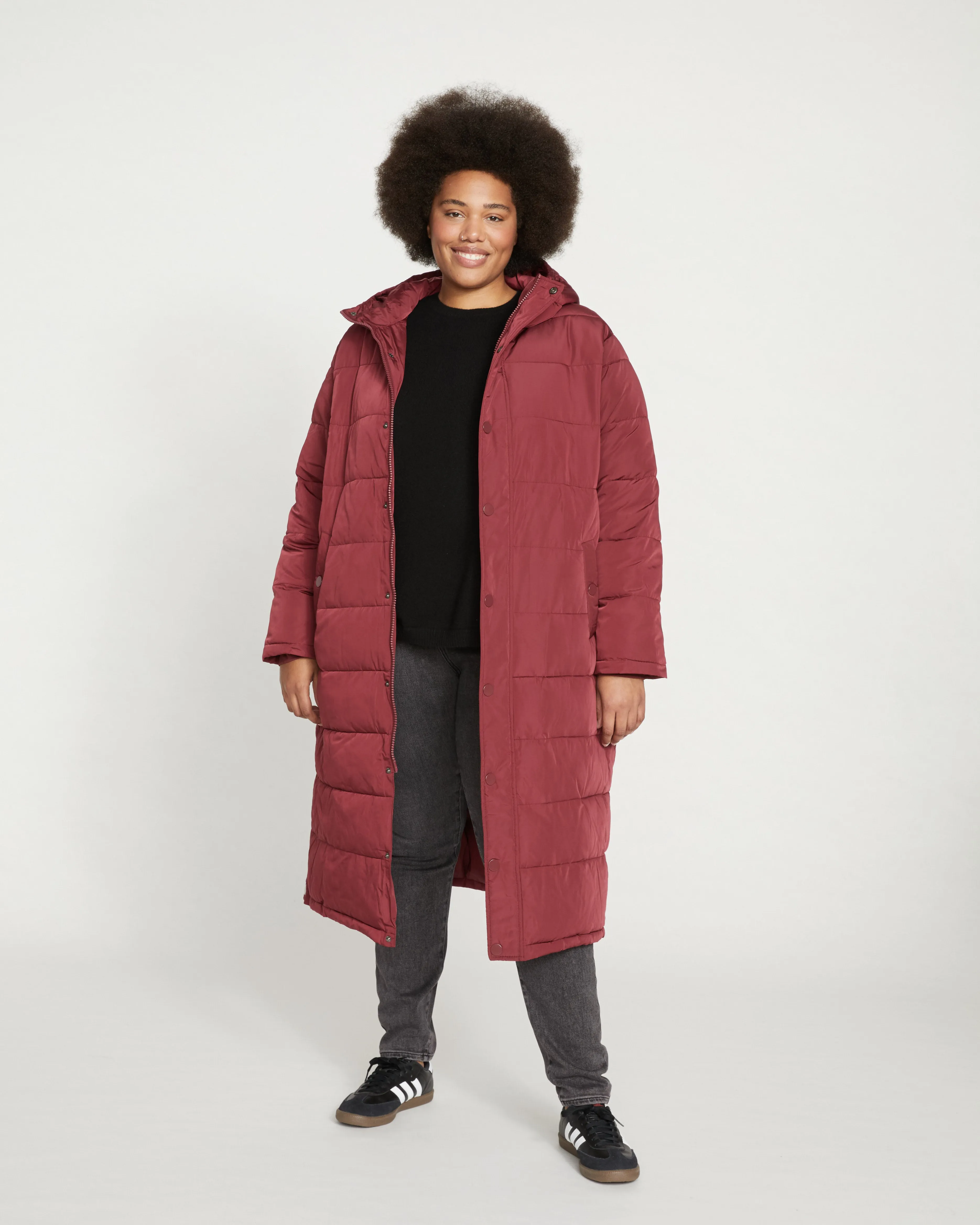 Everest Long Hooded Puffer - Rioja sold by Universal Standard