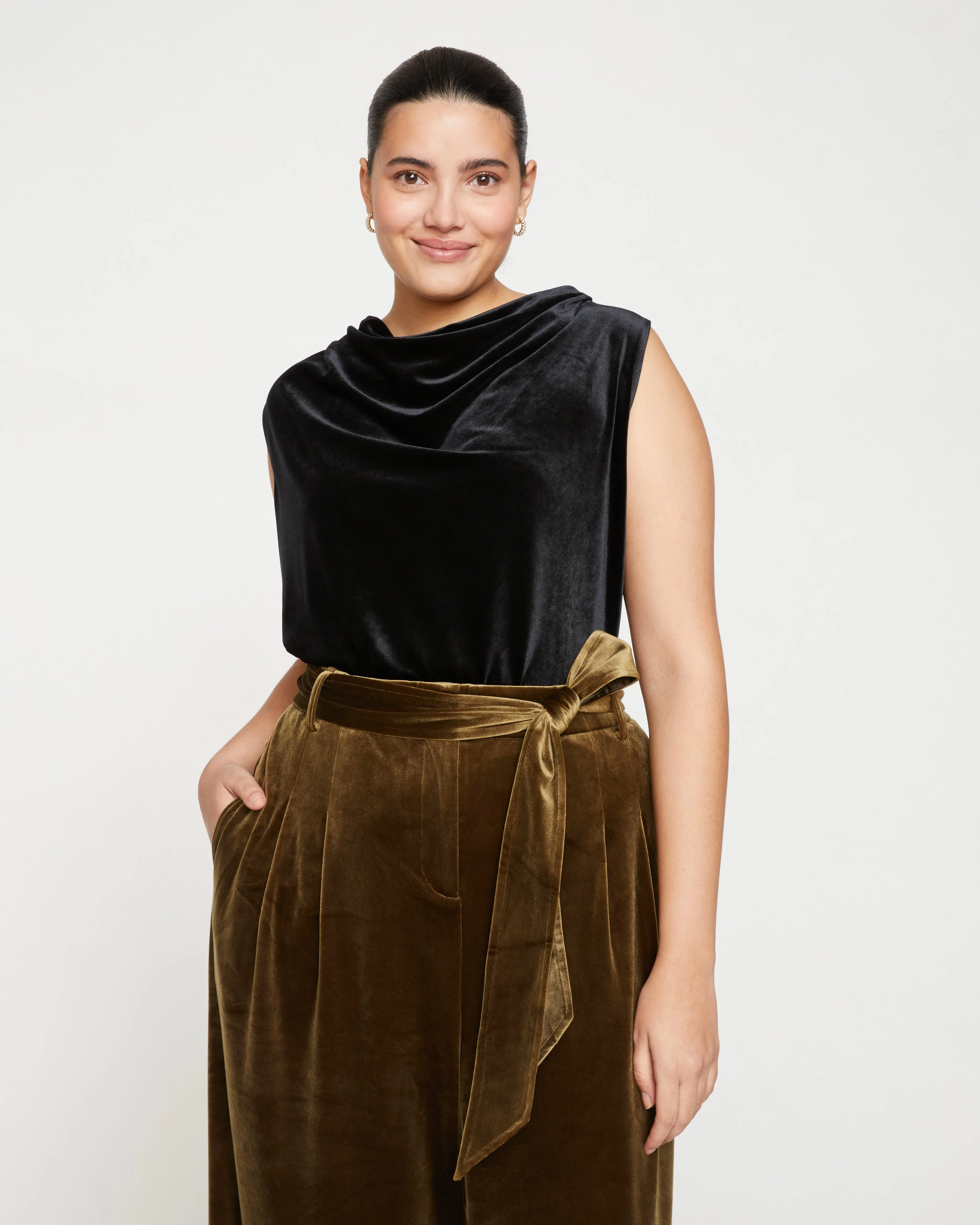 Waltz Velvet Cowl Tank Blouse - Black sold by Universal Standard product image thumbnail 2