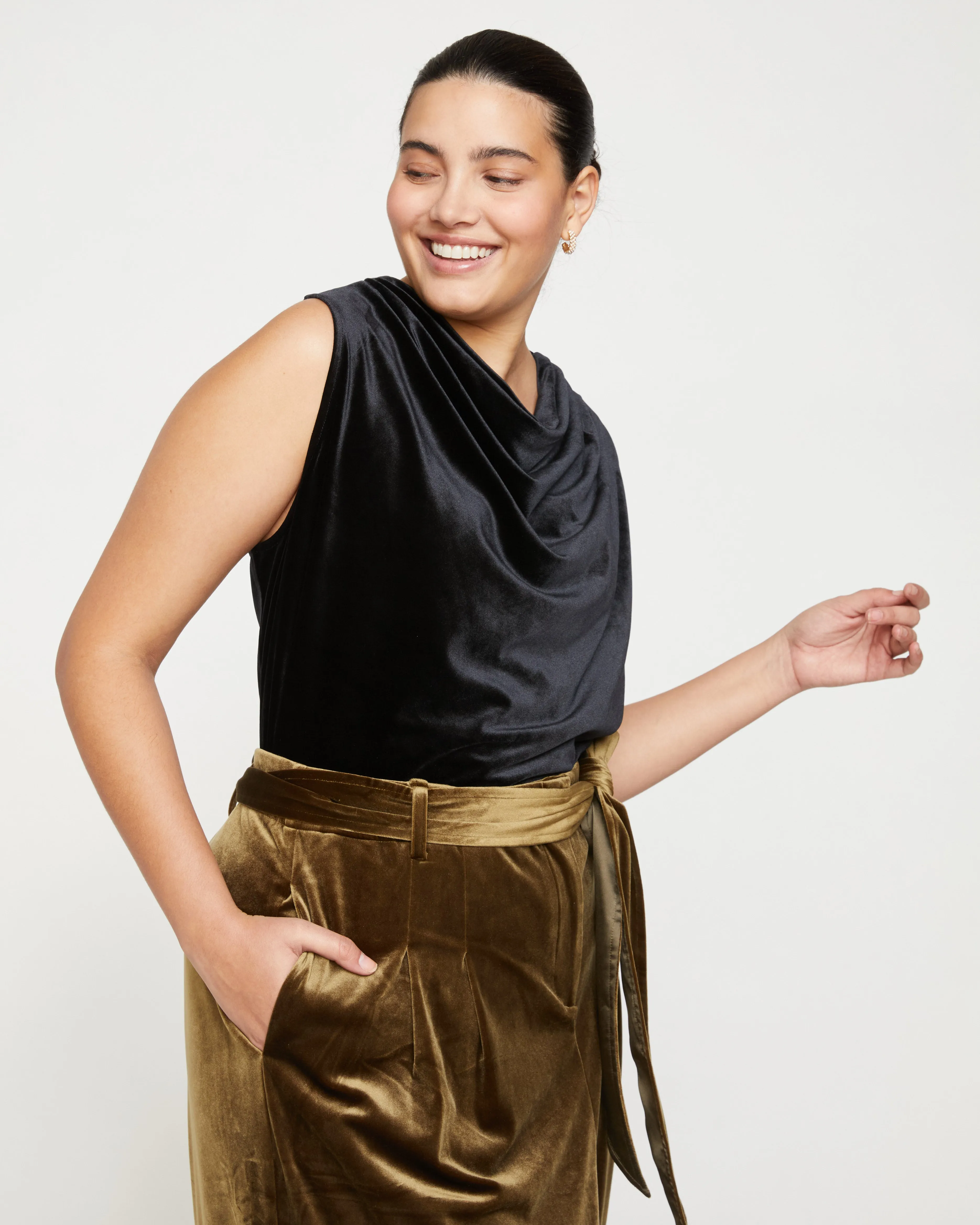 Waltz Velvet Cowl Tank Blouse - Black sold by Universal Standard product image thumbnail 3