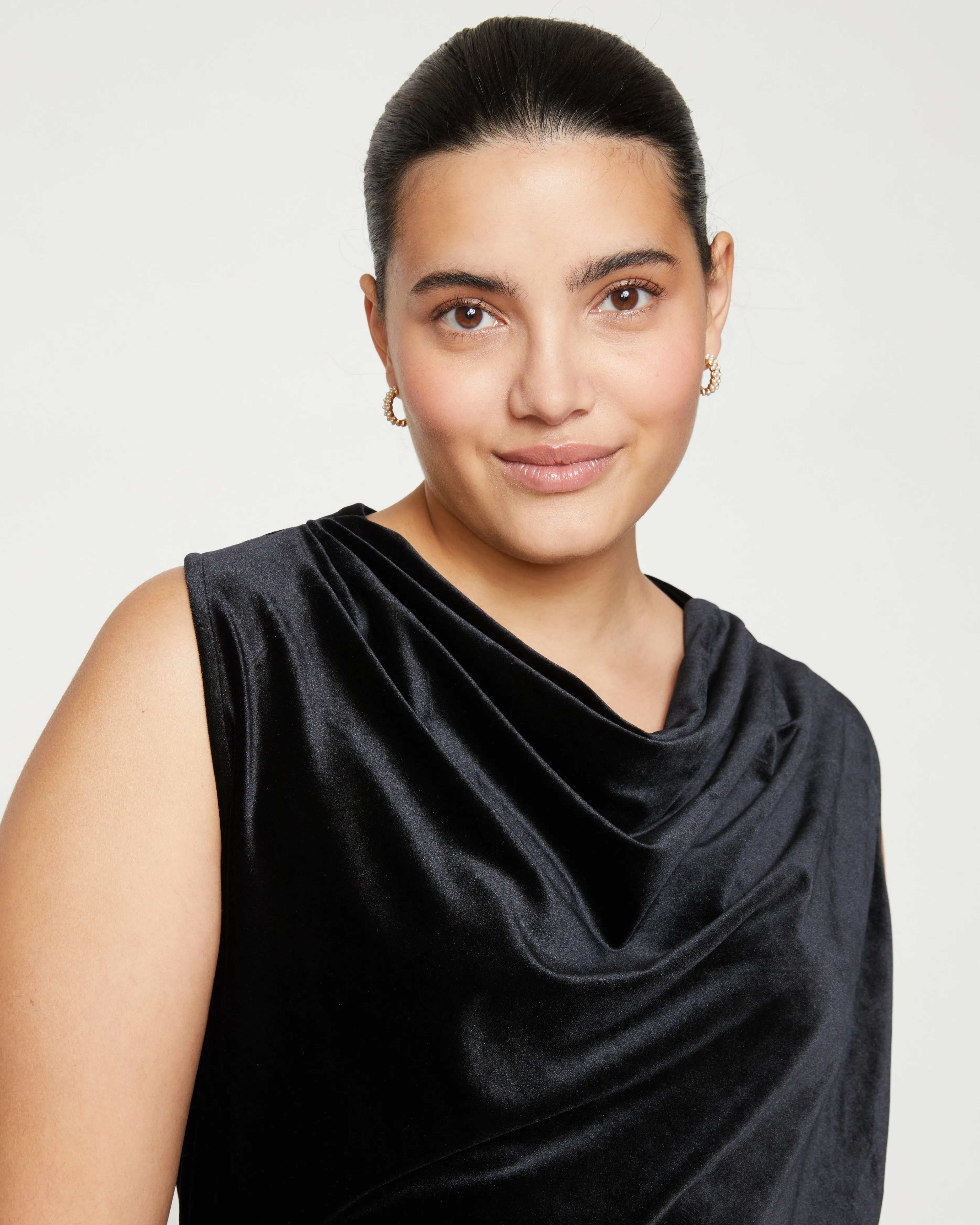 Waltz Velvet Cowl Tank Blouse - Black sold by Universal Standard