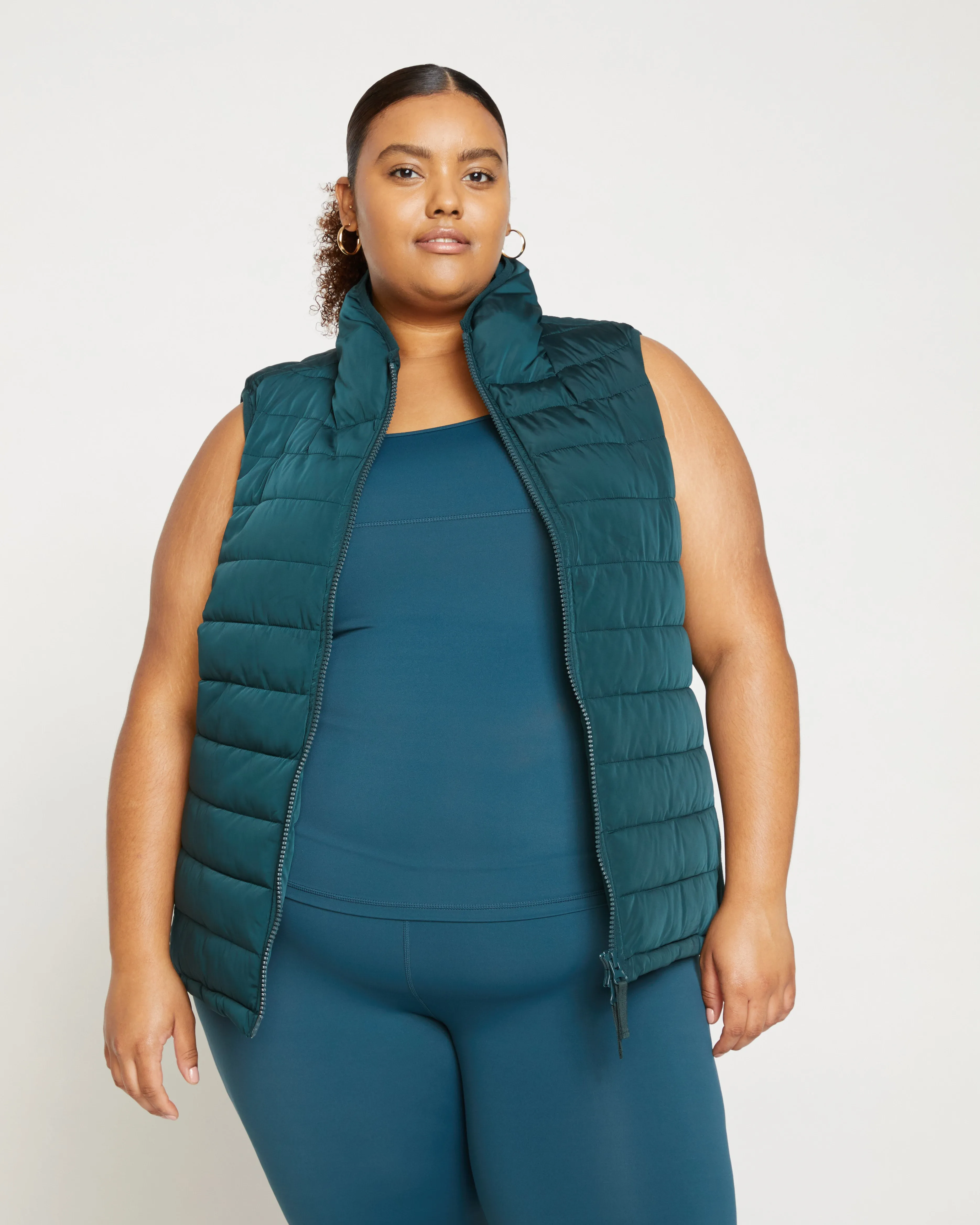 Comfort Panel Sport Puffer Vest - Deep Sea sold by Universal Standard