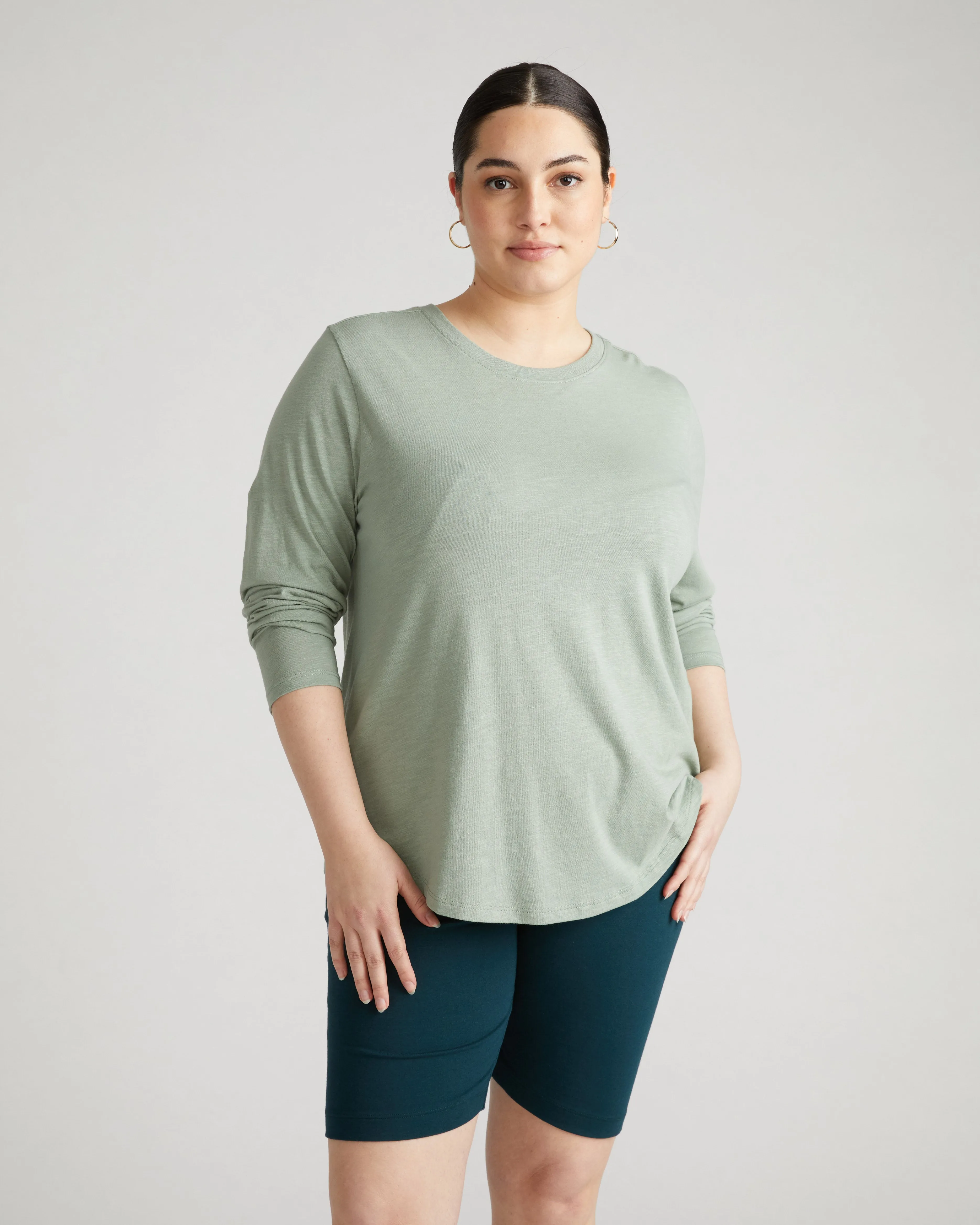 Light-As-Air Long Sleeve Crew Neck Tee - Sage sold by Universal Standard