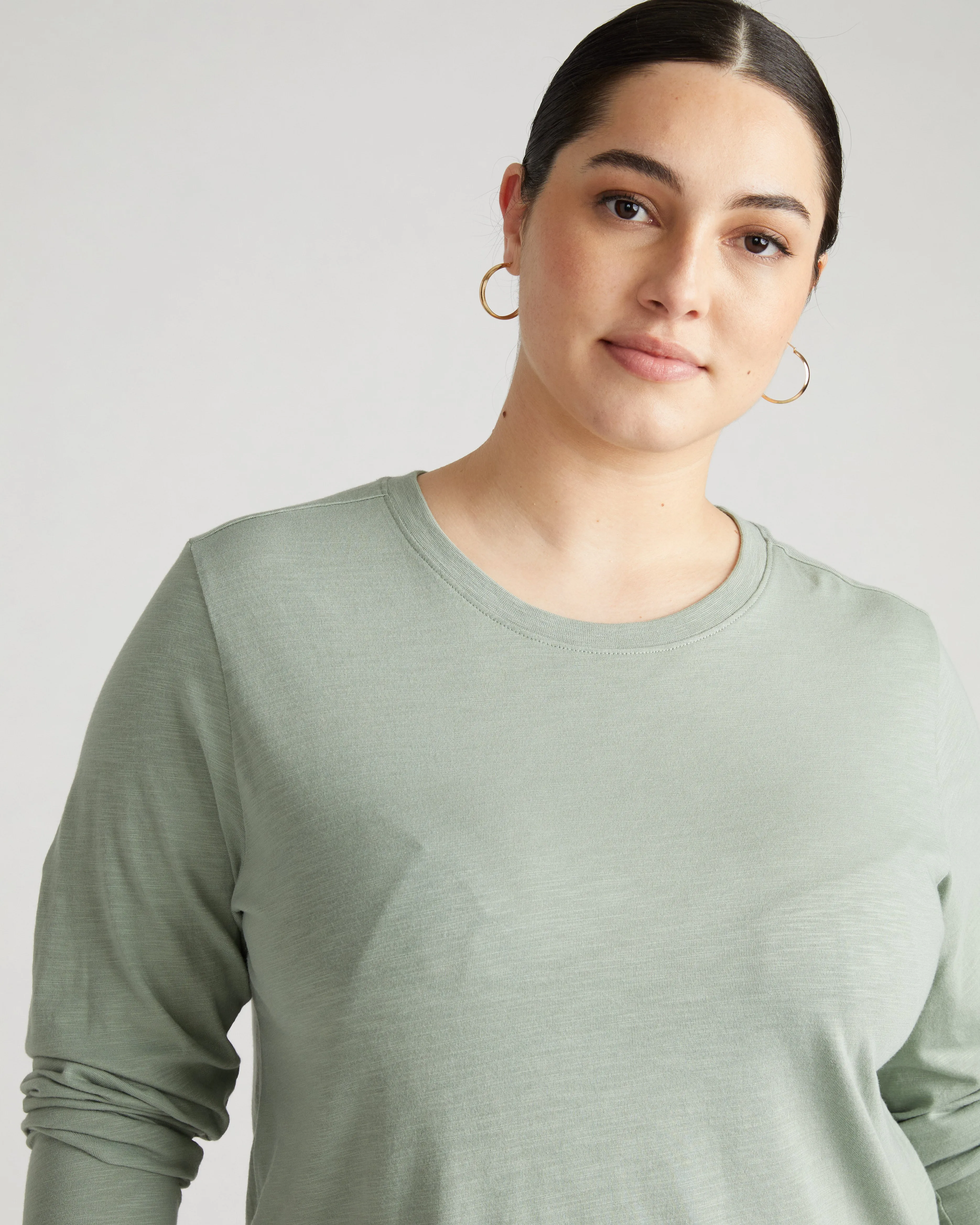 Light-As-Air Long Sleeve Crew Neck Tee - Sage sold by Universal Standard product image thumbnail 2