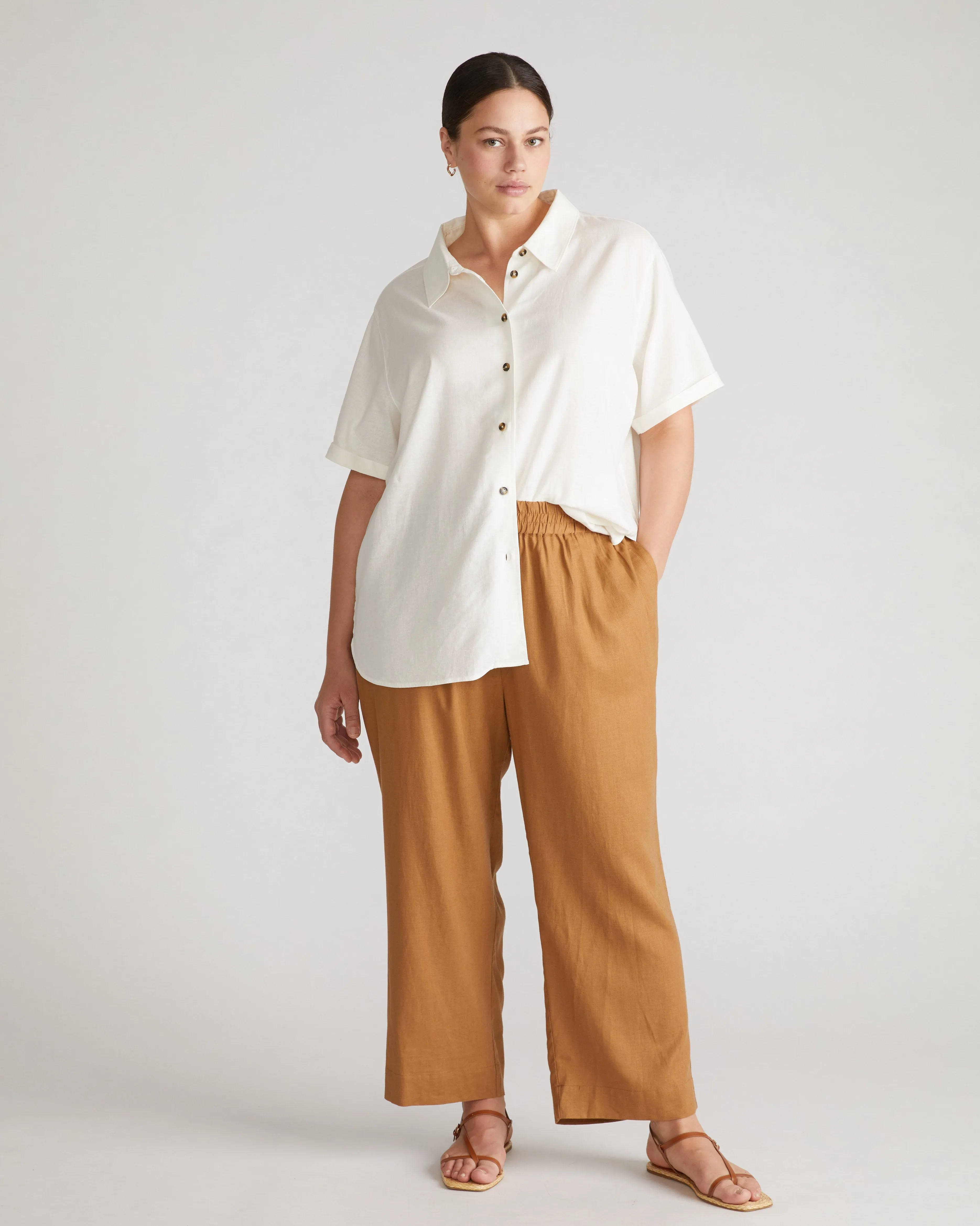 Iris Linen Easy Pull-On Pants - Boardwalk Brown sold by Universal Standard product image thumbnail 4