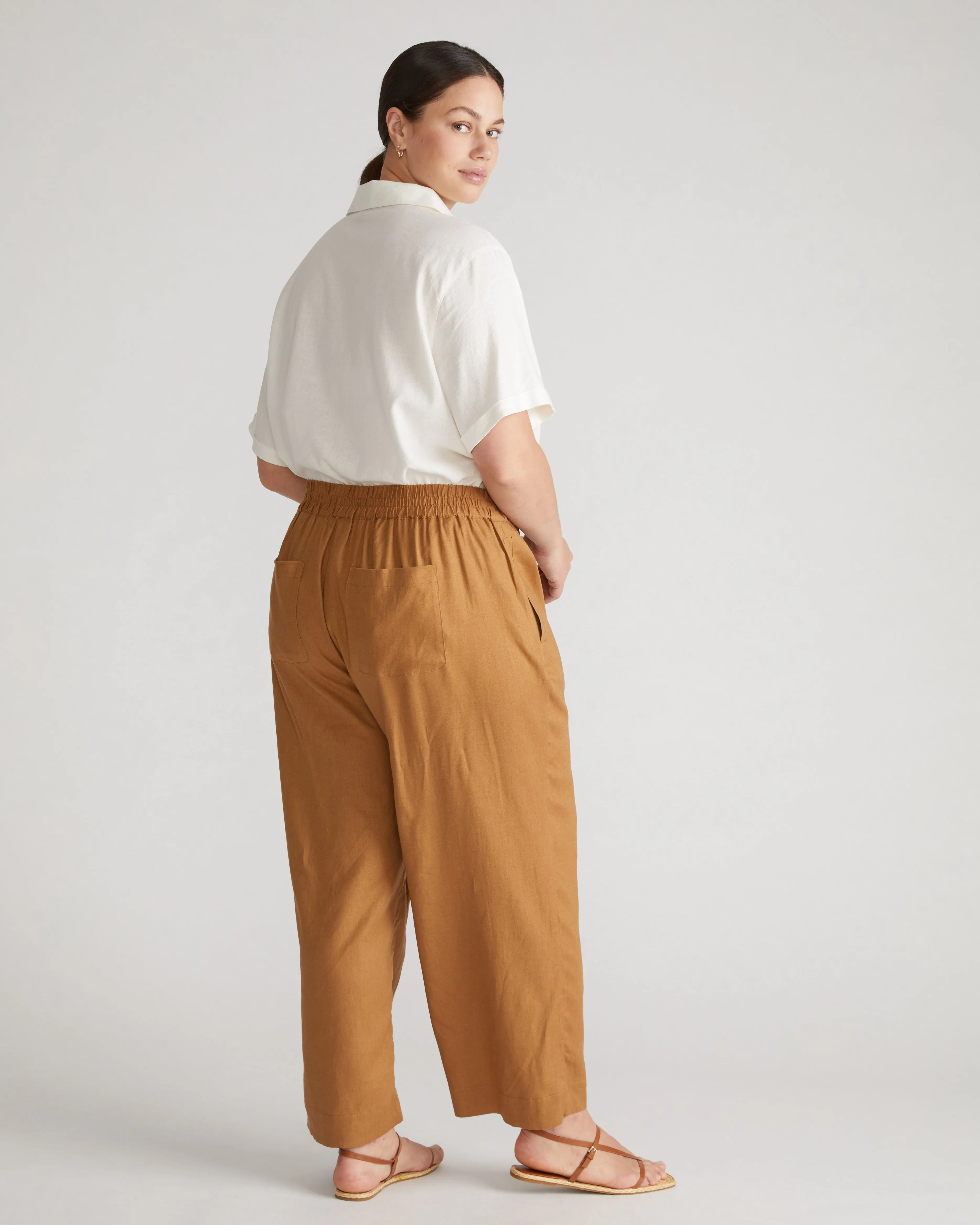 Iris Linen Easy Pull-On Pants - Boardwalk Brown sold by Universal Standard product image thumbnail 2
