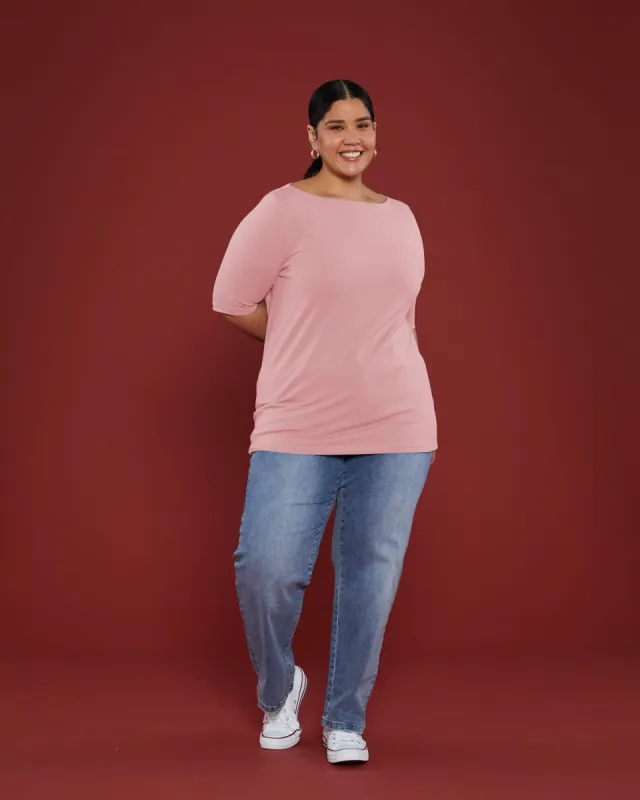 Bella Boatneck Tee - Rose sold by Universal Standard