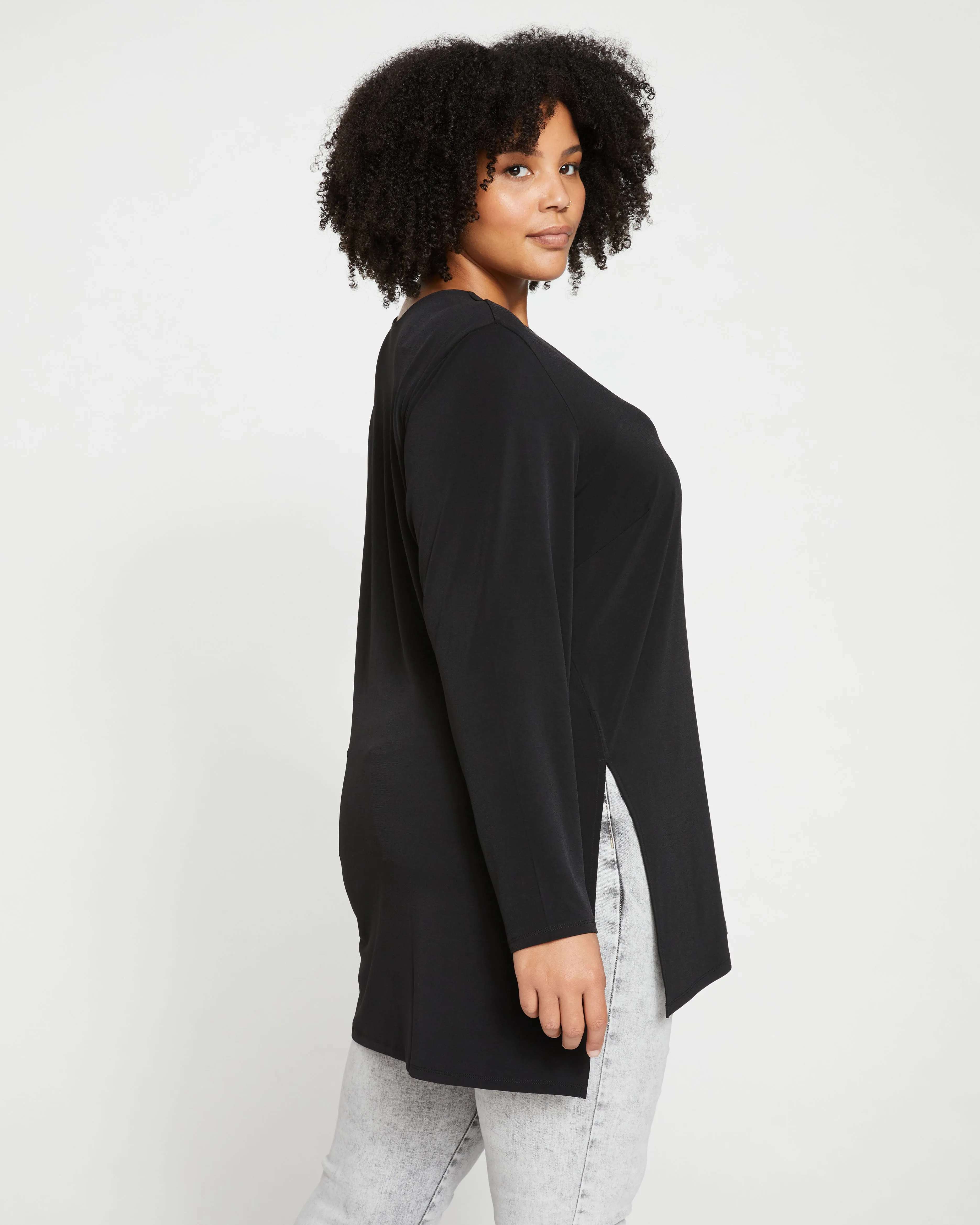 Velvety-Cool Jersey Column Tunic - Black sold by Universal Standard product image thumbnail 3