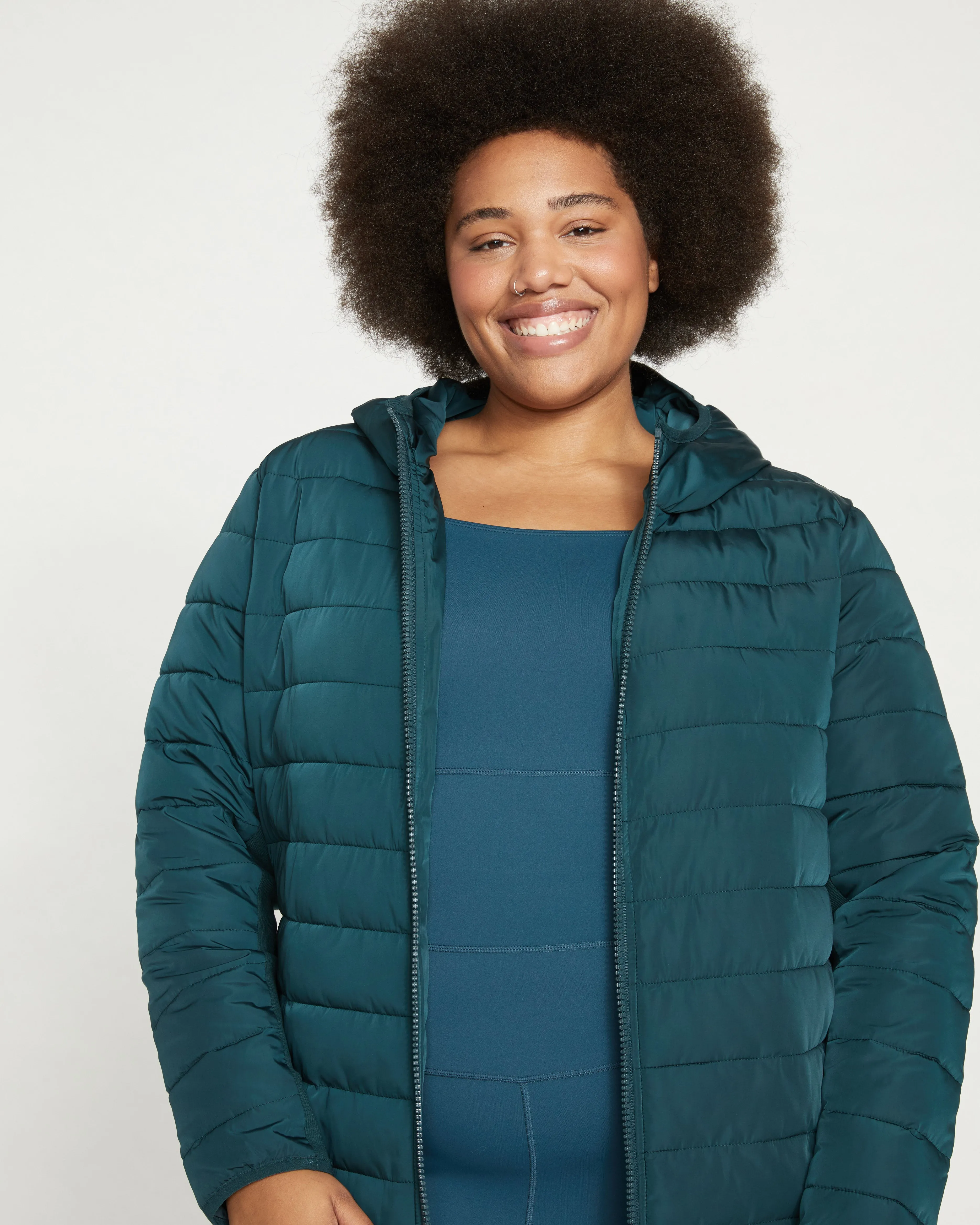 Comfort Panel Light Down Jacket - Deep Sea sold by Universal Standard