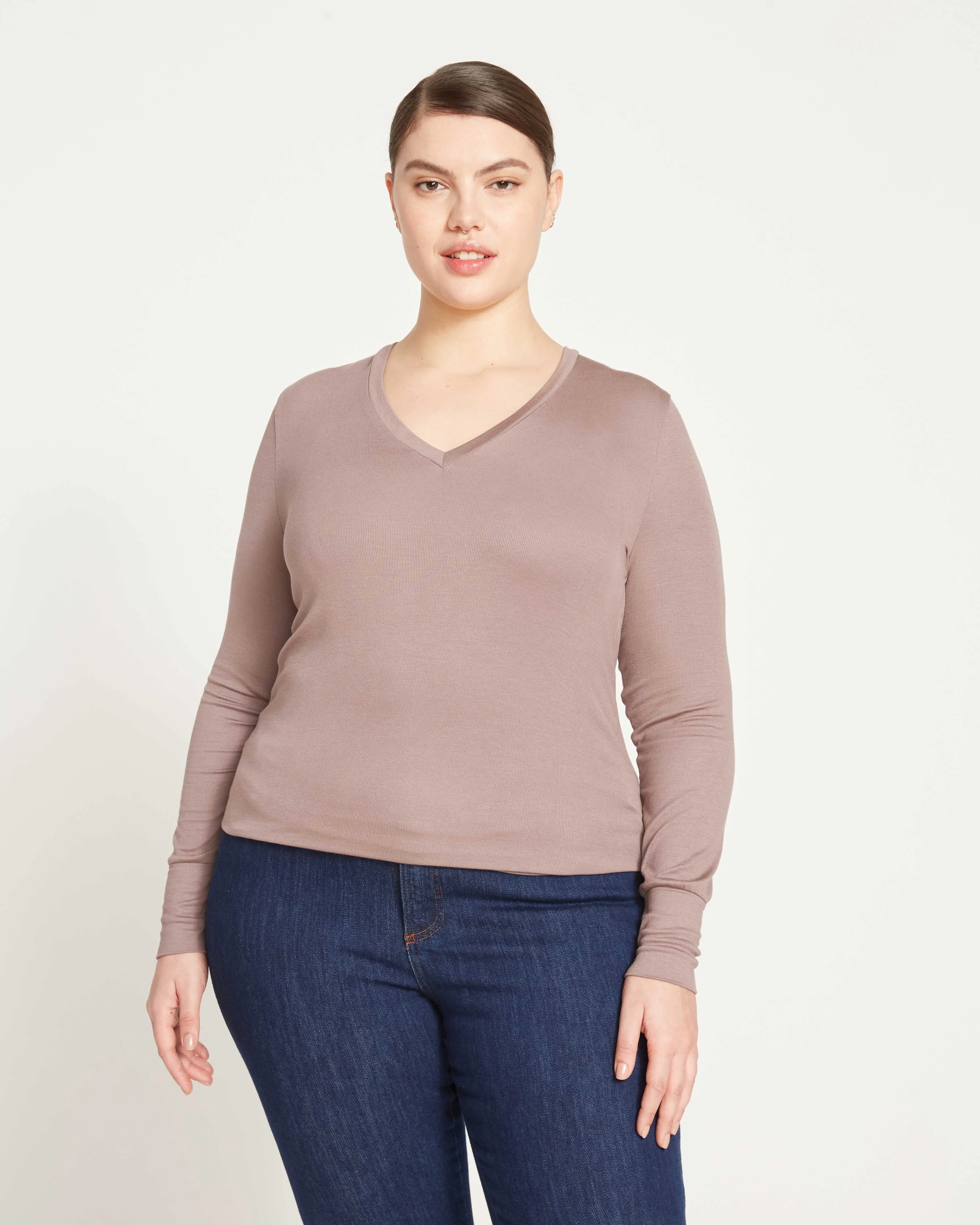 Foundation Long Sleeve V-Neck Tee - Nutmeg sold by Universal Standard product image thumbnail 3